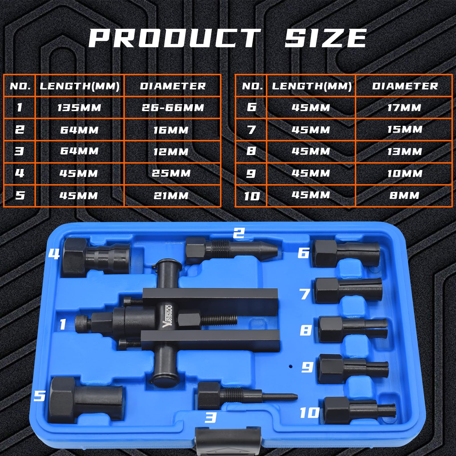 Lot de 10 extracteurs de roulements de moto - Extracteur de roulement intérieur professionnel pour trous aveugles et outils de retrait pour roulements de 8 à 25 mm - Convient pour divers