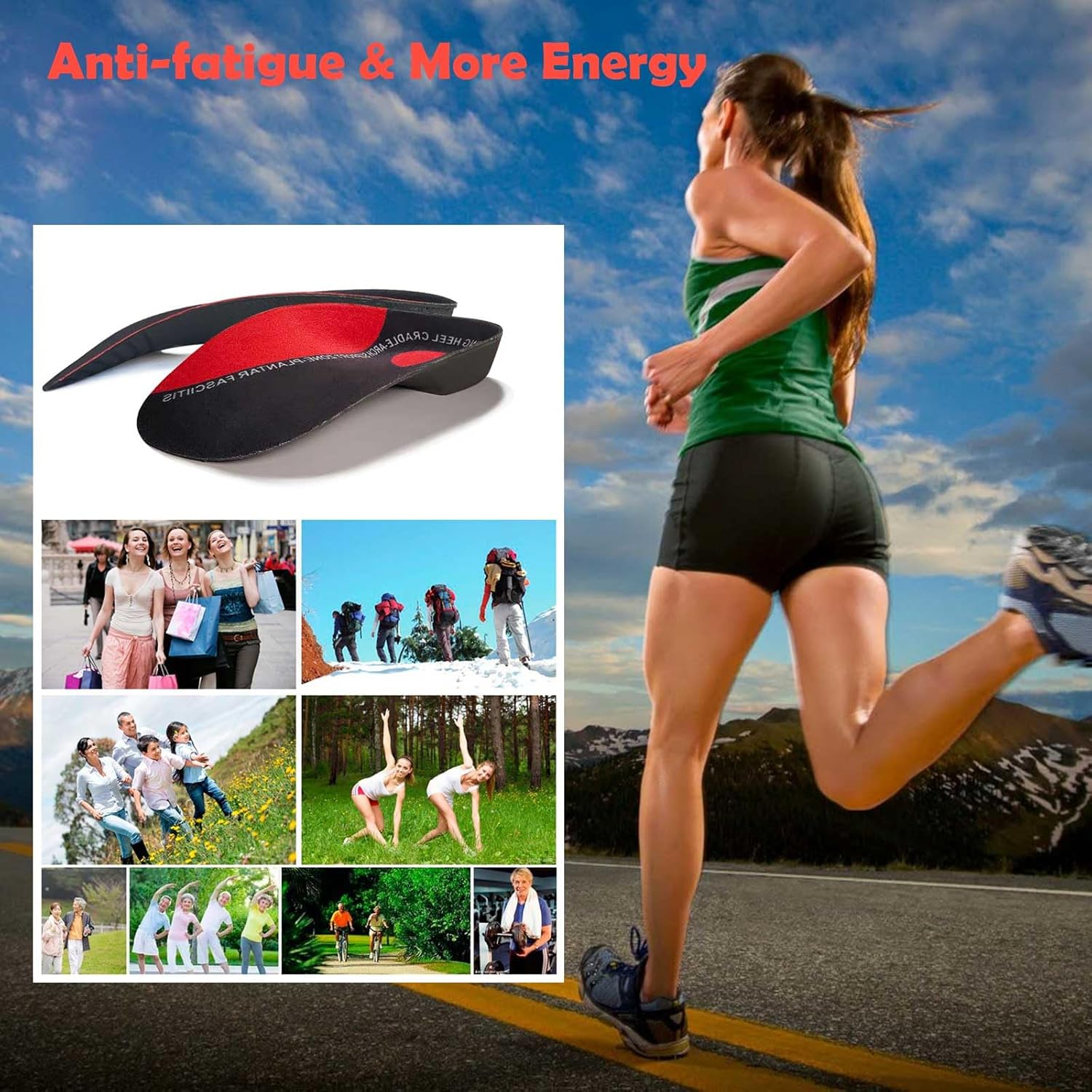 Arch Support Inserts, 3/4 Orthotics Shoe Insoles,Orthotic Inserts for Women Men, High Arch Supports Foot Insoles for Over-Pronation, Relief for Heel Pain, Heel Spurs, Plantar Fasciitis, Flat Feet - Image 7