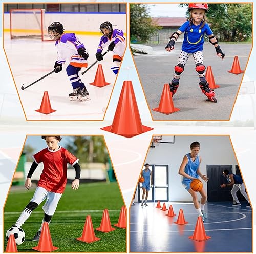 Miniatura 7 de Conos de tráfico de plástico de 7 pulgadas, 50 conos de entrenamiento de plástico, cono de fútbol naranja para entrenamiento, cono marcador de campo