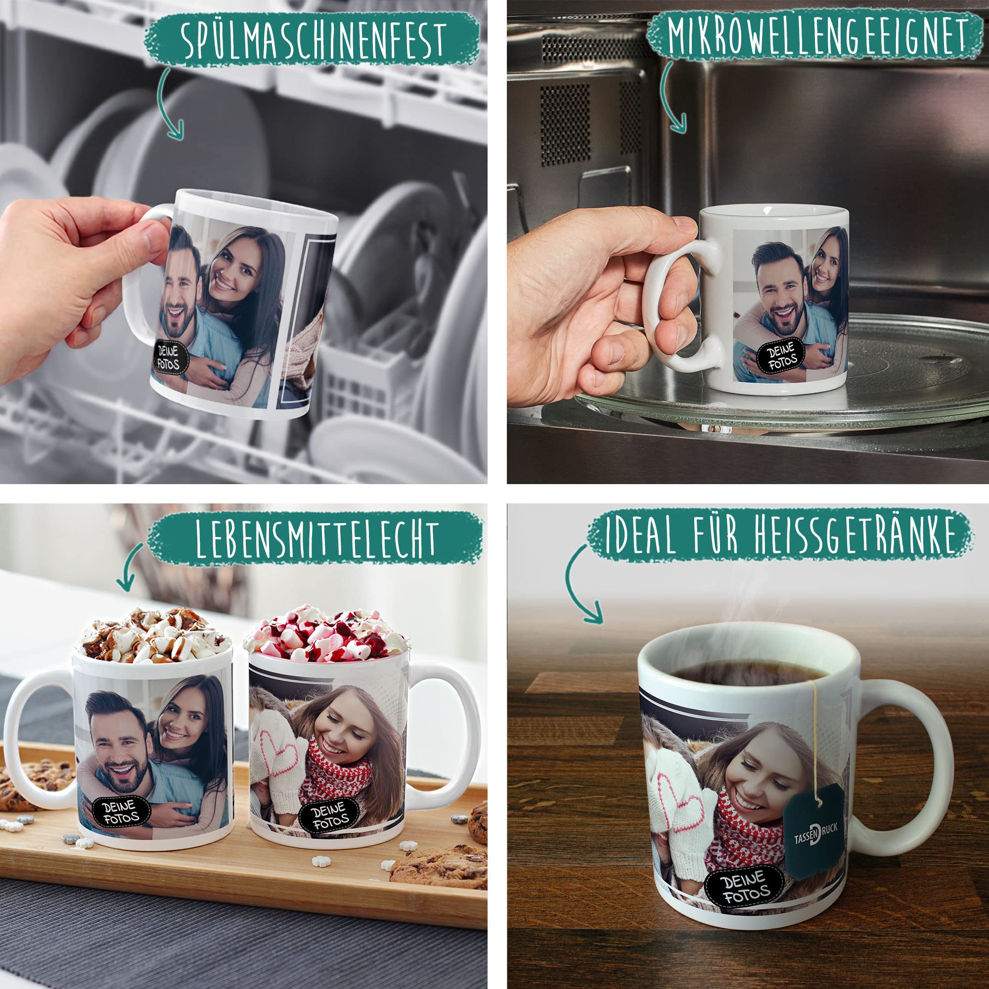 Personalisiert Fototasse – Mit 8 Eigenen Fotos, Spülmaschinenfest & Mikrowellengeeignet