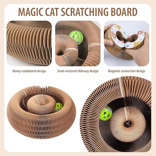 Miniatura 4 de Juguete de tablero rascador de órgano, juguete mágico de acordeón para gatos, arena para gatos, órgano cambiante (1 unidad)