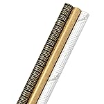 Hallmark Premium Wrapping Paper Roll Bundle with Cut Lines on Reverse (3 Rolls: 85 sq. ft. ttl. Marble, Black, Antiqued Gold) for Valentines Day, Graduations, Birthdays, Weddings, and Bridal Showers