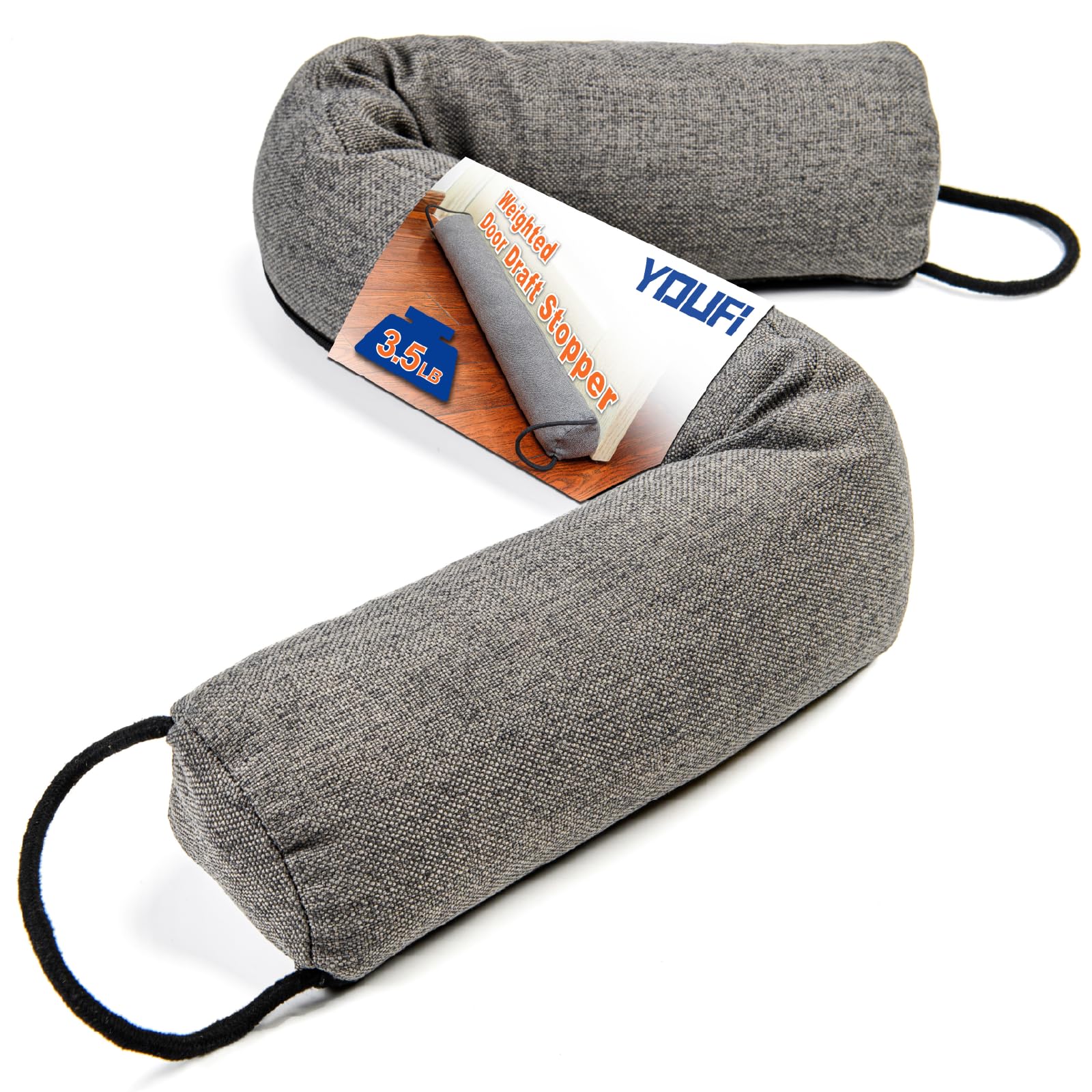 YOUFi 36 Inch Weighted Door Draft Stopper, 3.5lb Heavy Under Door Draft Blocker, Self-Resetting Gap Filler Seal Blocks Cold, Hot Air, Noise, with