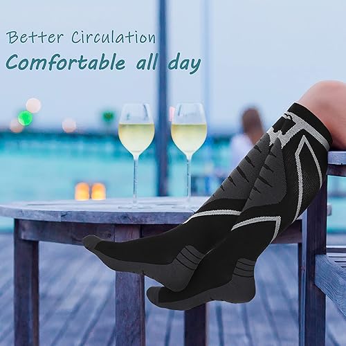 Miniatura 5 de Calcetines de compresión para hombres y mujeres, 20-30 mmHg hasta la rodilla, el mejor apoyo para médicos, atléticos, deportes, viajes (12 pares)