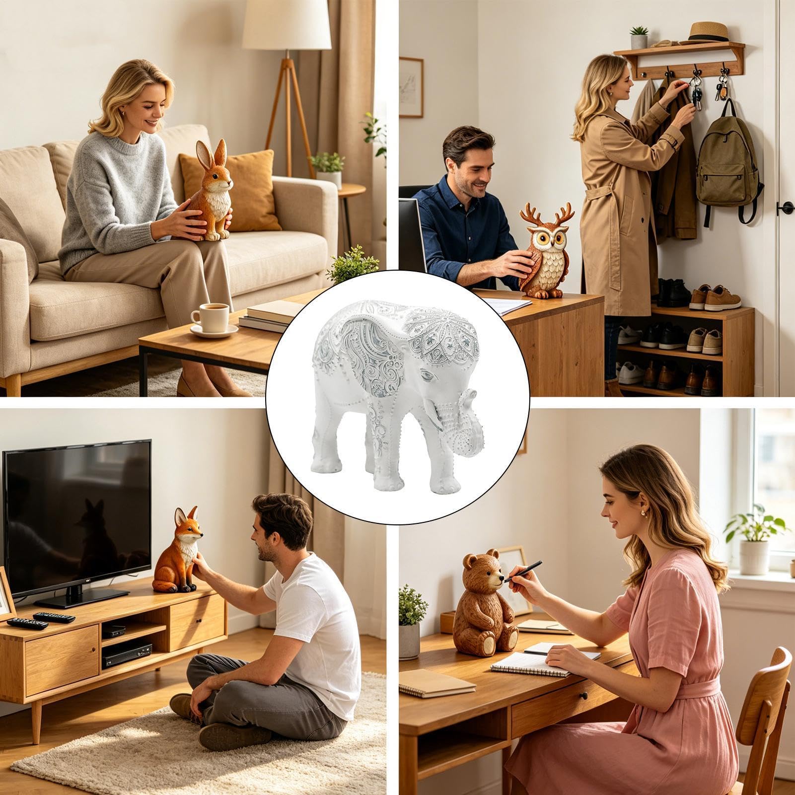 Estatuillas Elefante Figuras Decorativas Coleccionables En Resina | Figura Decorativa De Elefante Para El Hogar Para Decorar Salón, Oficina, Estantería, Mesa, Dormitorio, Entrada Y Escritorio