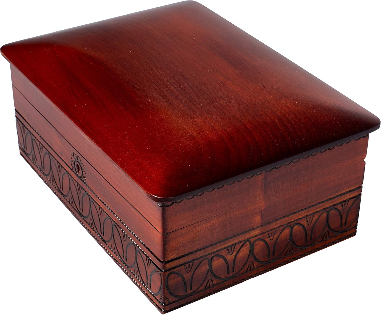 Artisan Owl Polish Heritage Handmade Extra-Large Elegant Slightly Rounded 10 1/2" Wooden Box with Lock and Key for Keepsakes, Love Letters, Jewelry, and Specialty Items