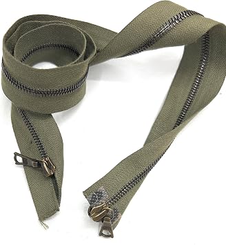 Riri Zippers Seperating 31" Open Bottom KAKI Green Zipper/Bronze Teeth - Jacket Zippper kaki 23 M4 Brass Teeth 2 Way
