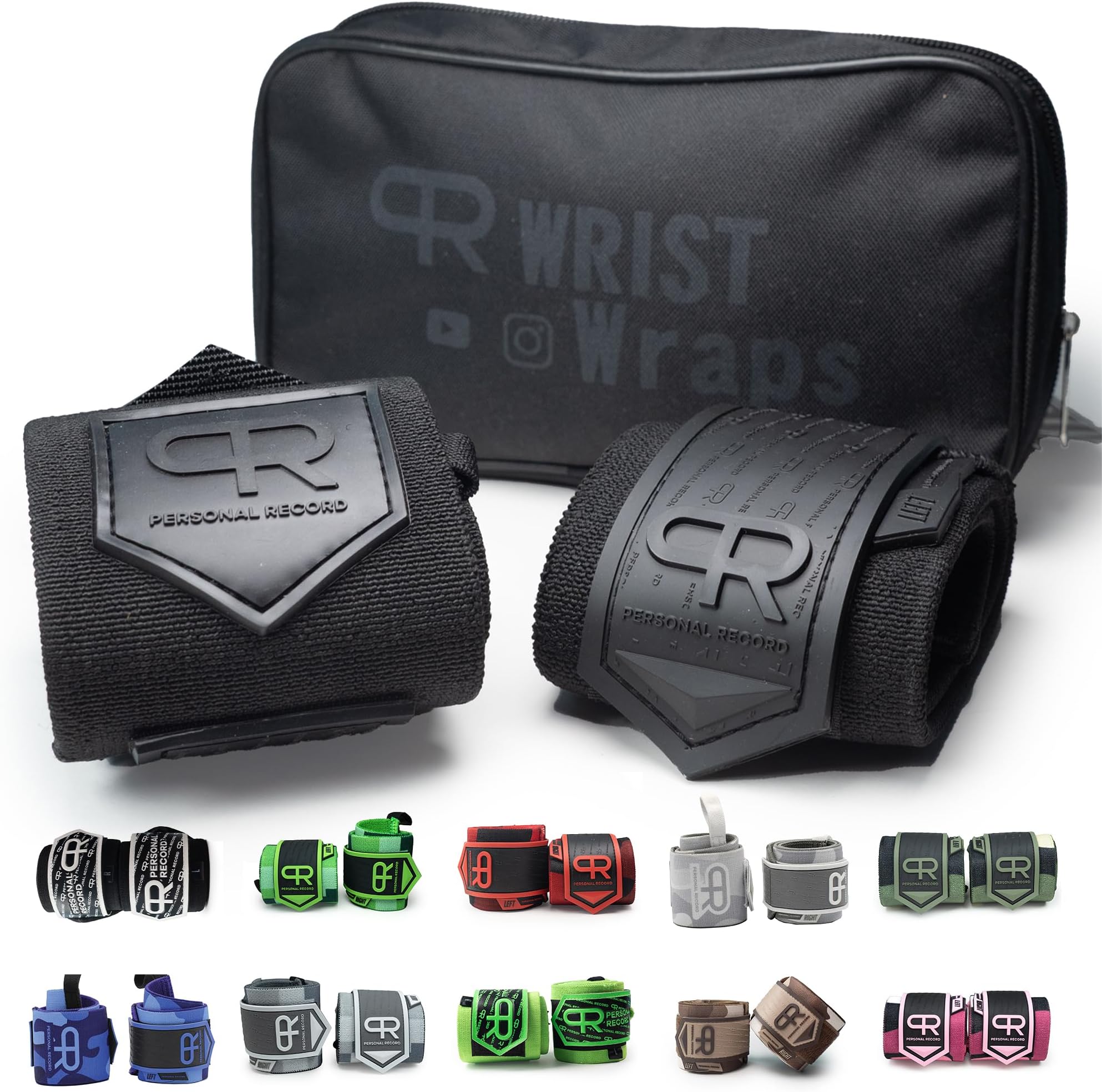 PR Personal Record Heavy Duty Premium Wrist Wraps, More Elasticity, Reinforced Stitching, Extra Wide Strap, Strong Thumb Loop, Larry Wheels Weightlifting Wraps