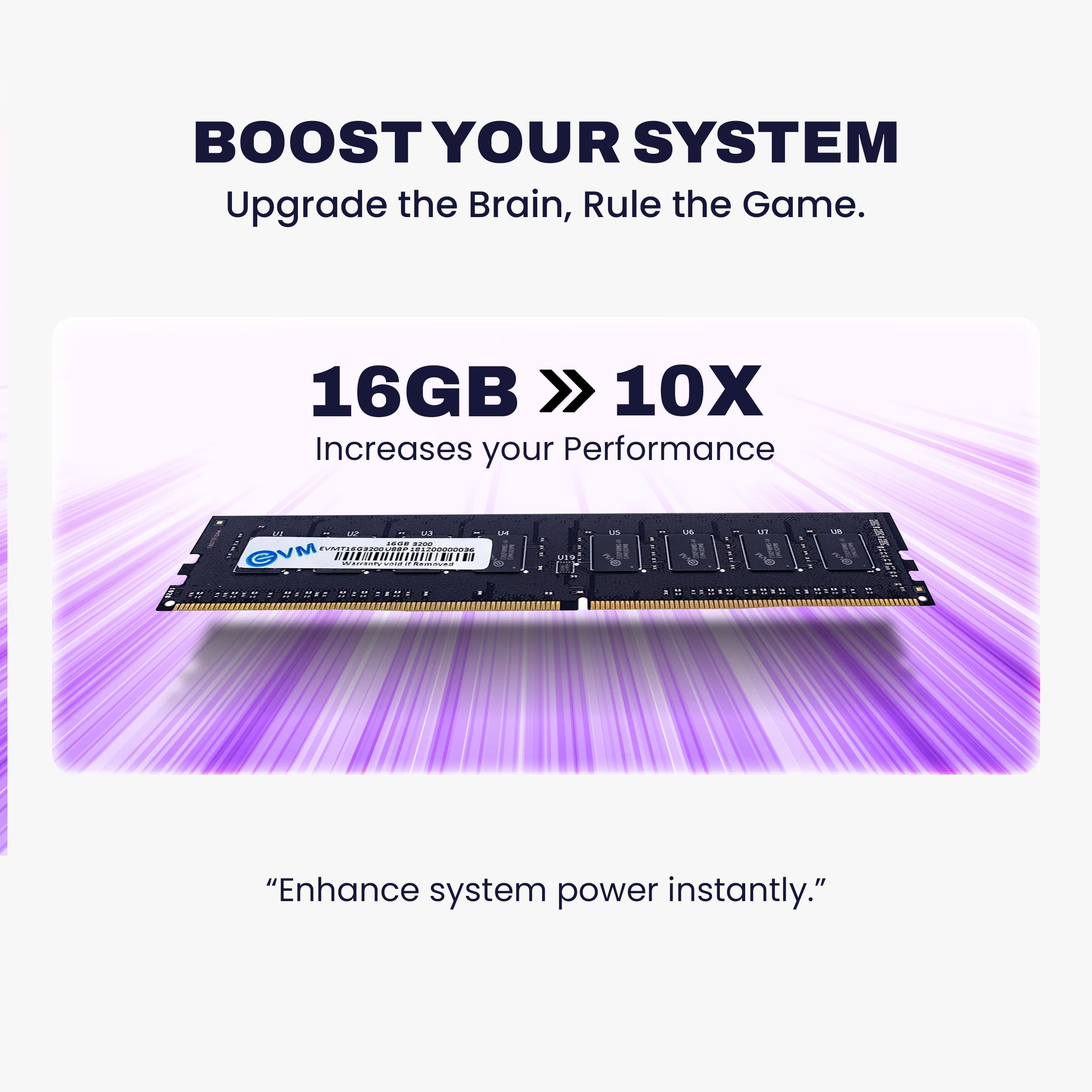 EVM 16GB DDR4 Desktop RAM Memory | 3200MHz | PC4-25600 | Long-DIMM | 288-Pin | 1.2V Low Voltage | High Performance | Intel & AMD Compatible | 10 Year Warranty (EVMT16G3200U88P) — Amazon image 3