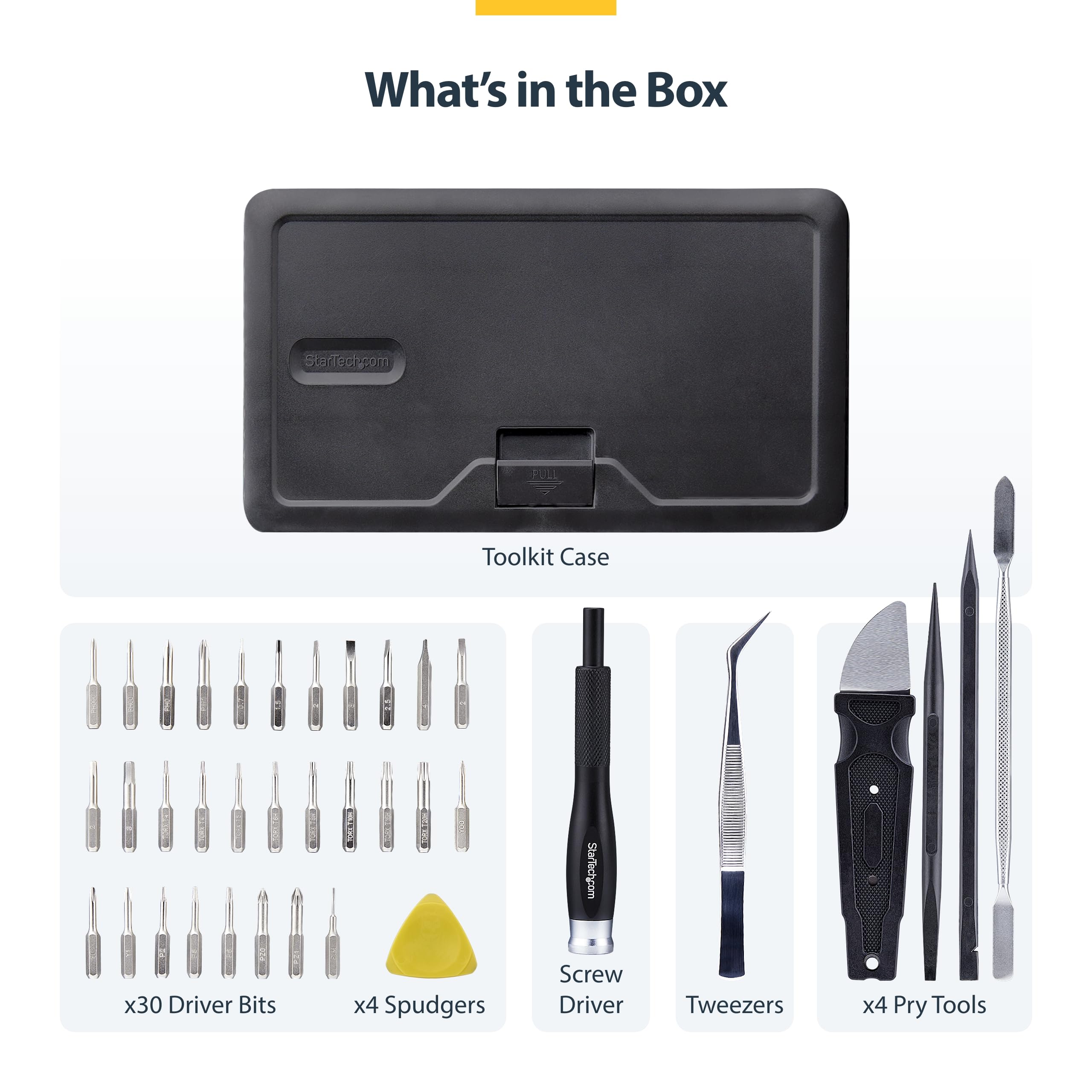 StarTech Kit de Herramientas 40 Piezas, Portatiles y PC (LAPTOP-TOOL-KIT) | Juego de herramientas de reparacion, Puntas de precision magneticas, Para tecnicos