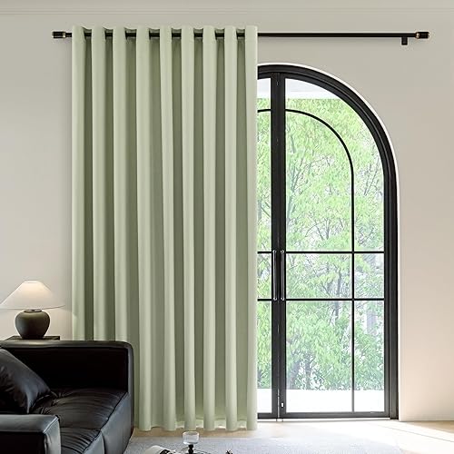 Miniatura 51 de FMFUNCTEX Cortinas 100% opacas para dormitorio, cortinas de tejido geométrico verde salvia de 90 pulgadas de largo, cortina con aislamiento térmico