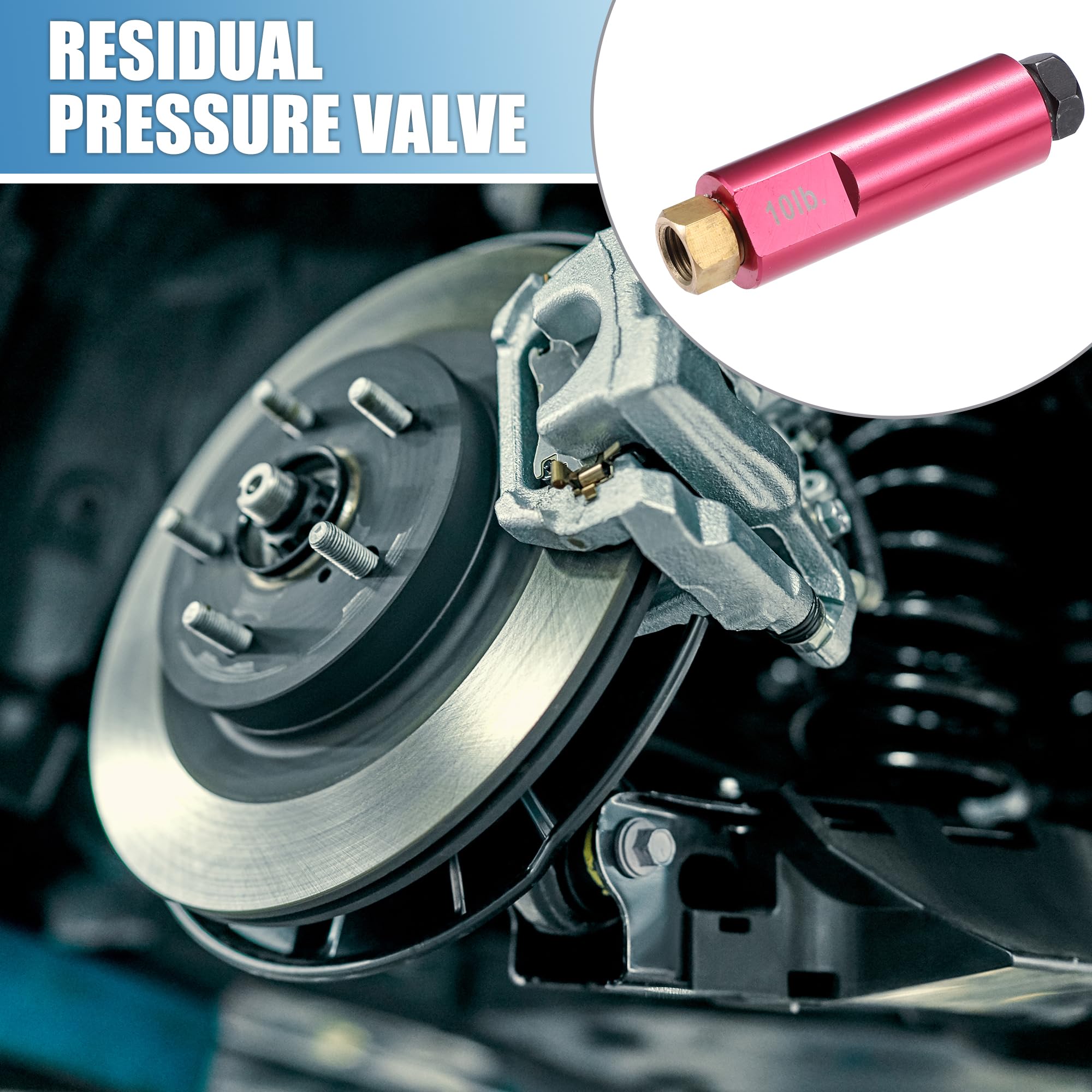 A ABSOPRO Vanne Pression Résiduelle 10LB 1pc Pour Frein Disque Fer | Couleur Rose Rouge, Taille 71x19mm, Pour Freins À Tambour, Installation Facile, Résiste À La Déformation Et Aux Fissures