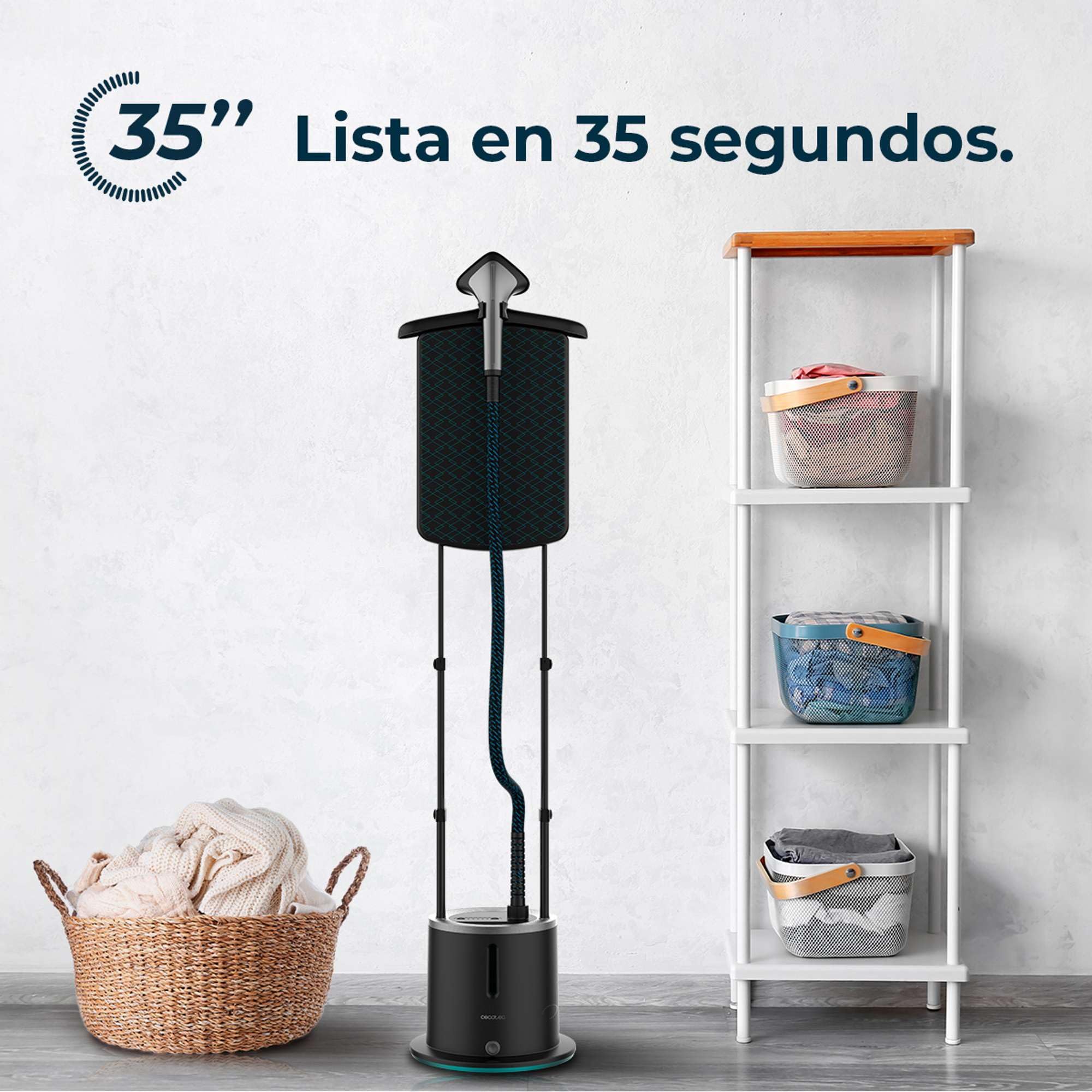 Cecotec Centro de Planchado Vertical IronHero 2000 Vertical Station. 2000, Tabla de 3 Posiciones (25º, 90º y 180º), Vapor continuo 47g/min, Calentamiento en 35 Segundos, 5 Programas, Depósito de 1,7L