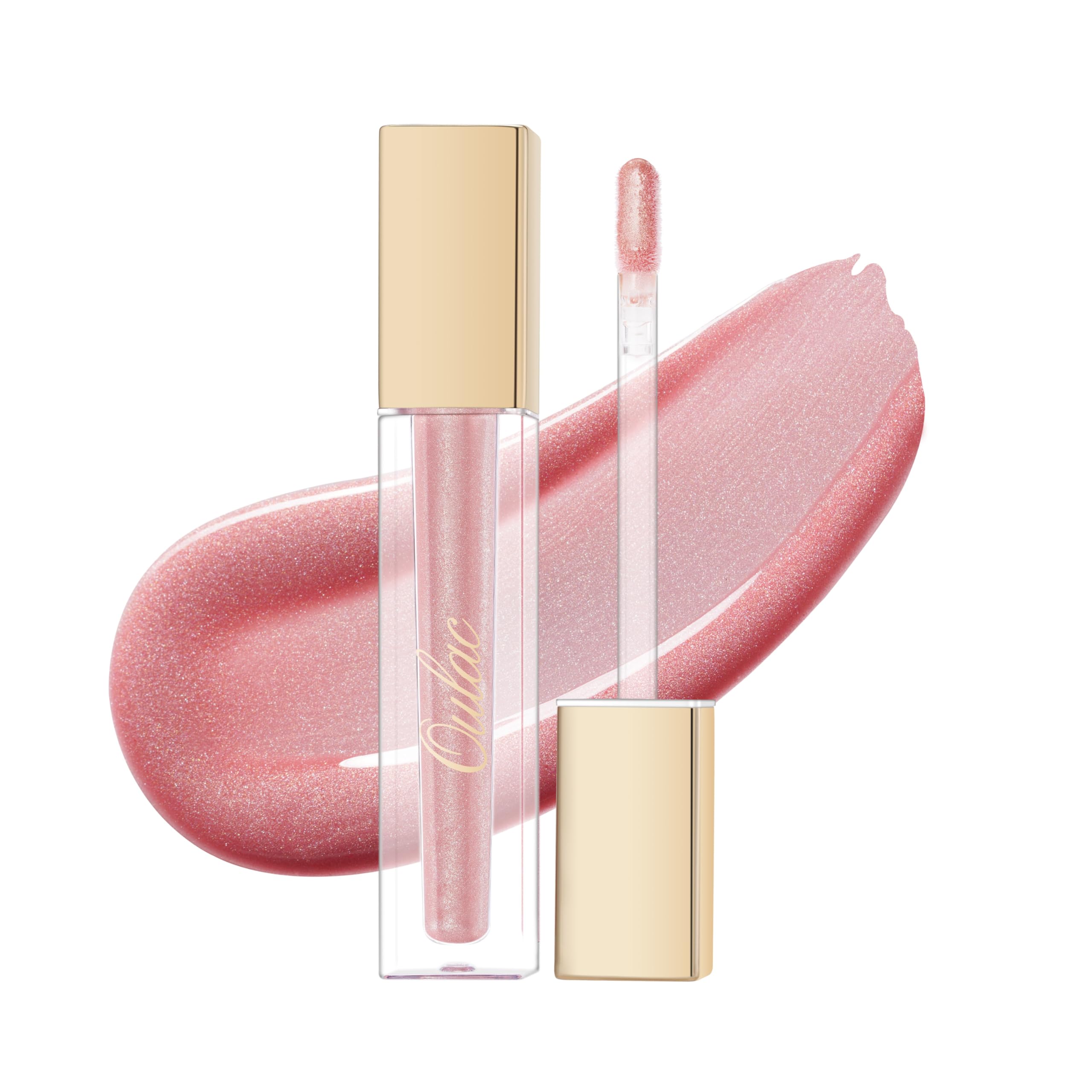 OulacNude Shimmer Liquid Lipstick High-Shine Glitter Lip Gloss for Women Shimmer Non-Sticky Glossy Finish Liquid Lipstick Hydrating Lip Gloss Fuller-looking Lip Makeup Vegan & Cruelty-Free C03
