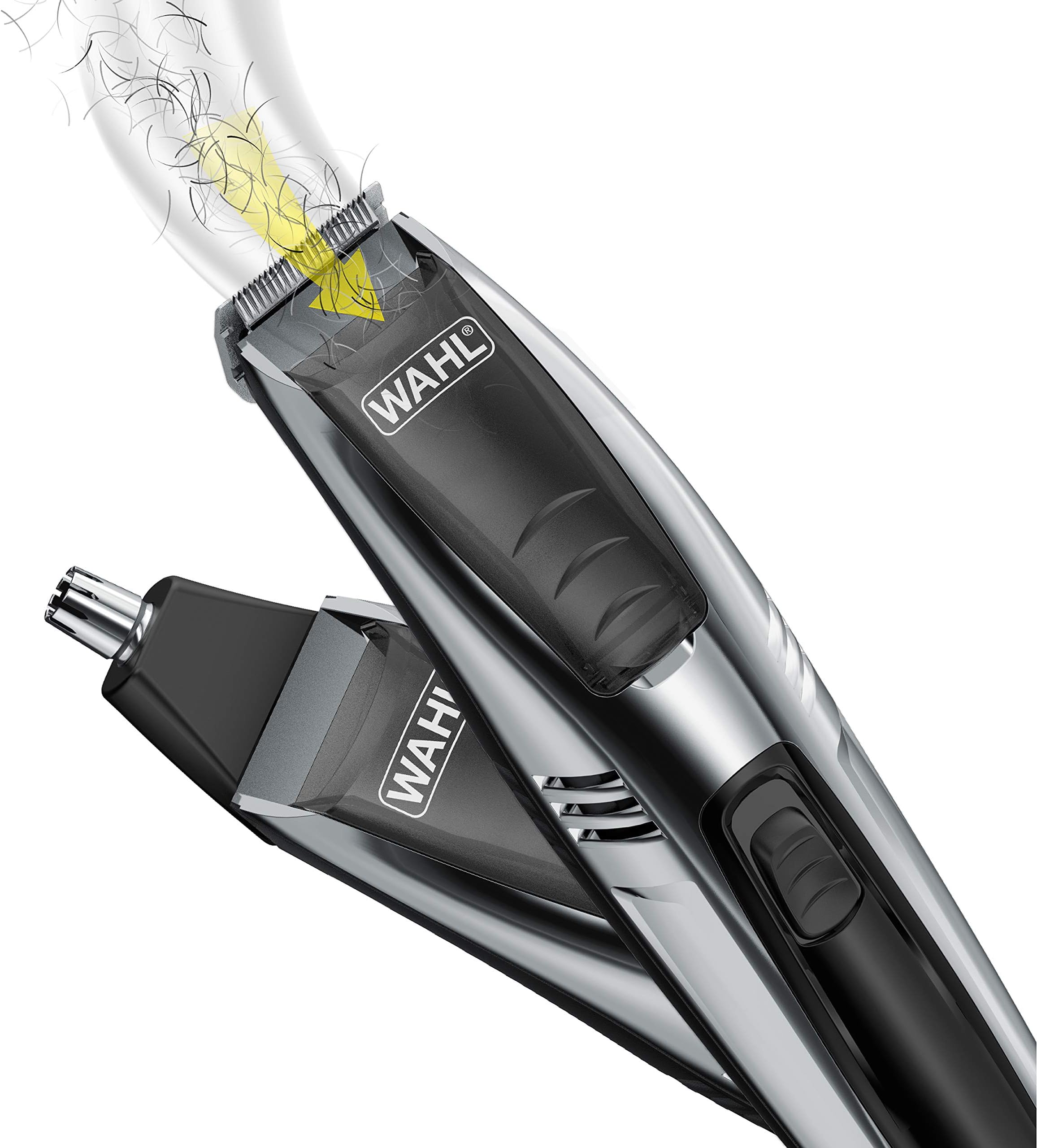 Wahl Vacuum Trimmer Kit with Powerful Suction for Beards, Facial Hair, Stubble, Nose, & Ear Hair Clipping – Lithium Ion Powered Electric Trimmer with 22 Individual Cutting Lengths– Model 9870-100