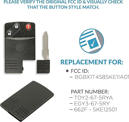 Miniatura 4 de Keyless2Go Repuesto para carcasa de 3 botones para Mazda BGBX1T458SKE11A01 (2 unidades)