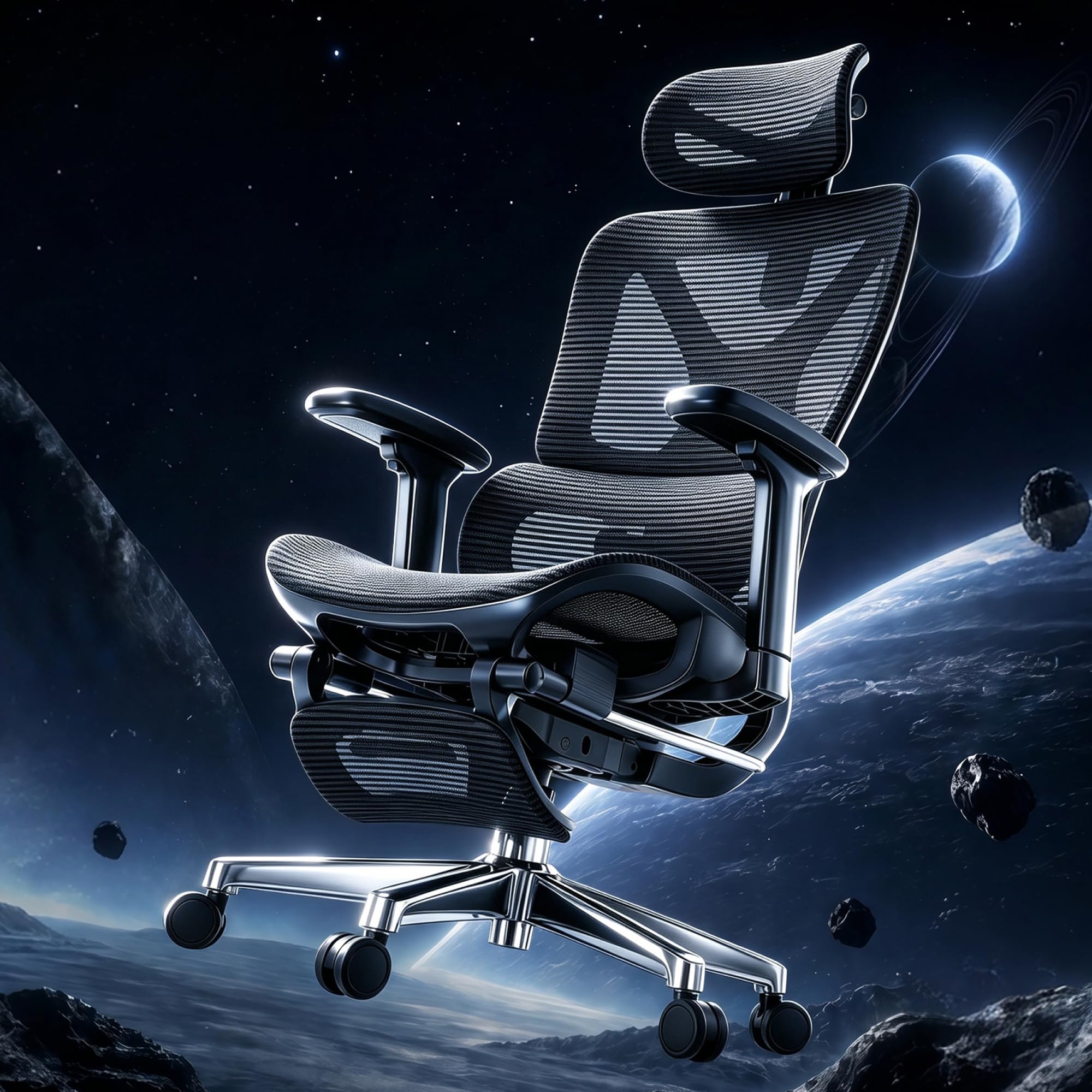 FLEXISPOT ErgoX Silla Escritorio con Reposapiés, Soporte Lumbar, Respaldo 5D, Reposabrazos 3D, Silla Gaming, Cojín Transpirable, Inclinación 135°, Silla Ergonomica Escritorio, Negro