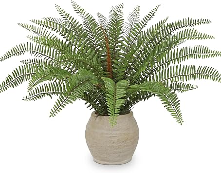 Briful Fake Boston Fern Plant in Rustic Terracotta Pot, 15.7" Small Artificial Potted Fern with Decorative Pebbles Faux Greenery Plant for Bathroom Shelf Kitchen Counter Office Desk Table Decor