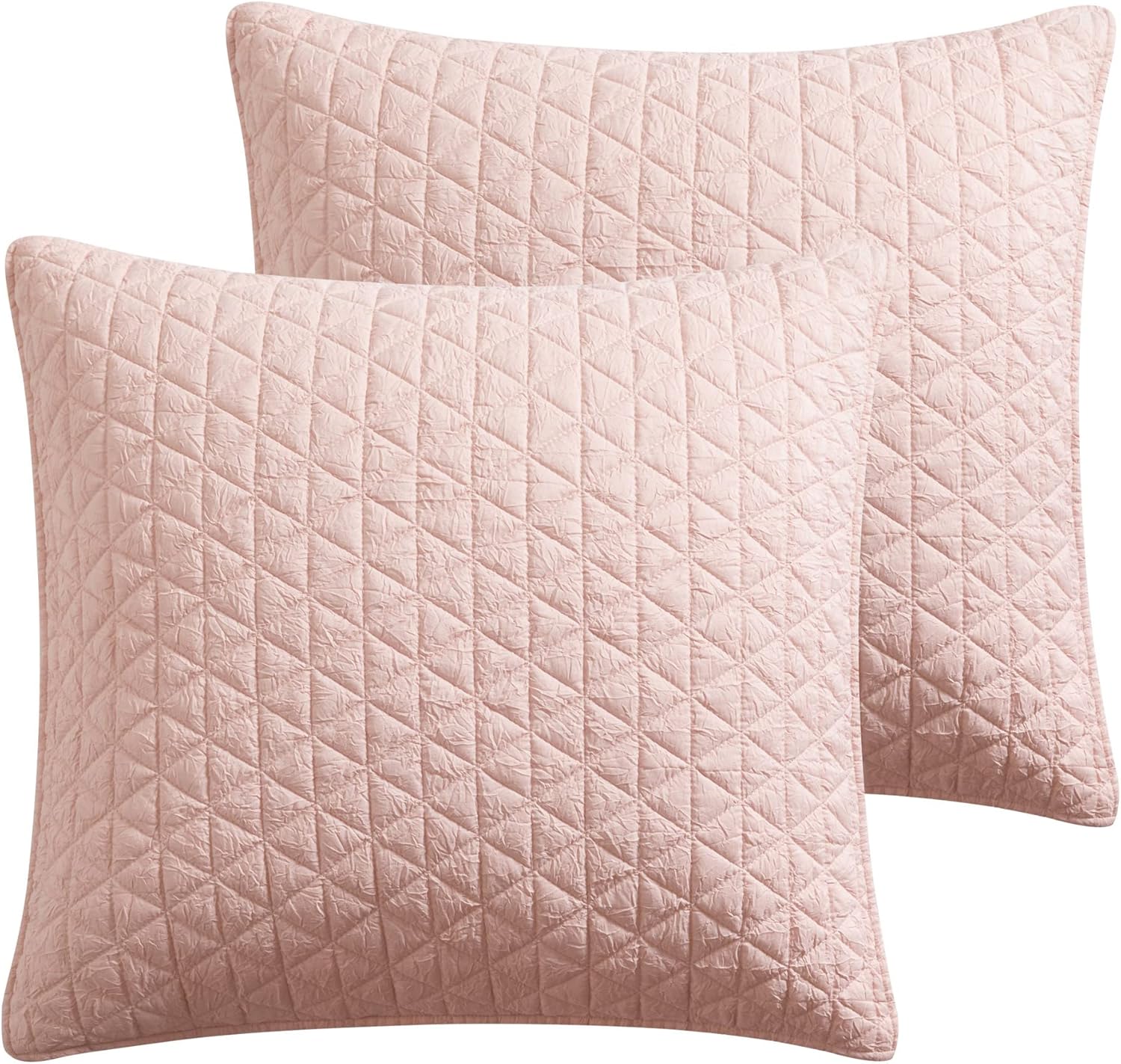 homthreads by Levtex Home - Rowan Euro Sham 26x26in., No Insert - Diamond Quilted - Blush Crinkle - Polyester