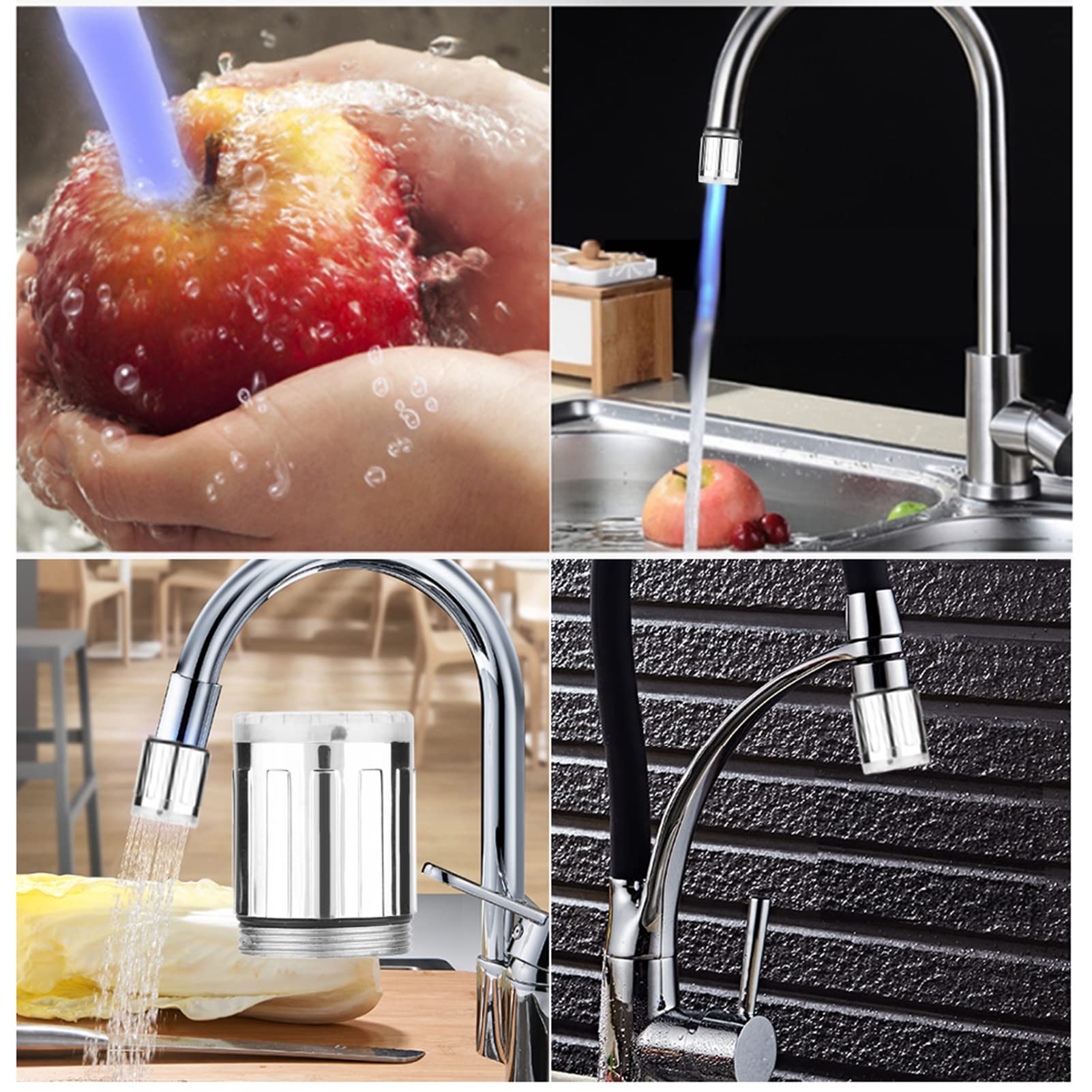 3-Color Temperature Sensitive Gradient LED Water Faucet Light Water Stream Color Changing Faucet Tap Sink Faucet for Kitchen — view 5