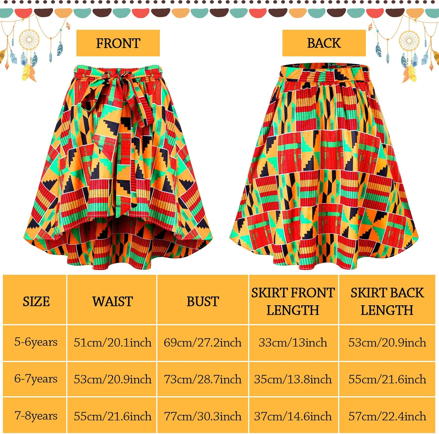 Tarpop 3 Pcs Girl African Attire Outfits Maxi Dresses Costume Ankara Dashiki Skirt Head Wrap Earrings - Image 6