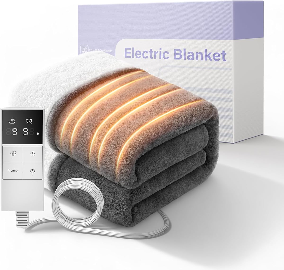 Heated Blanket to Share the Warmth, Your All-Night Safe Electric Throw 160x120cm for Sofa, 9 Heat Settings with Fast Heating, 1-9H Auto-Off, 200GSM Plush Dual-Side Fleece & Sherpa, Machine Washable