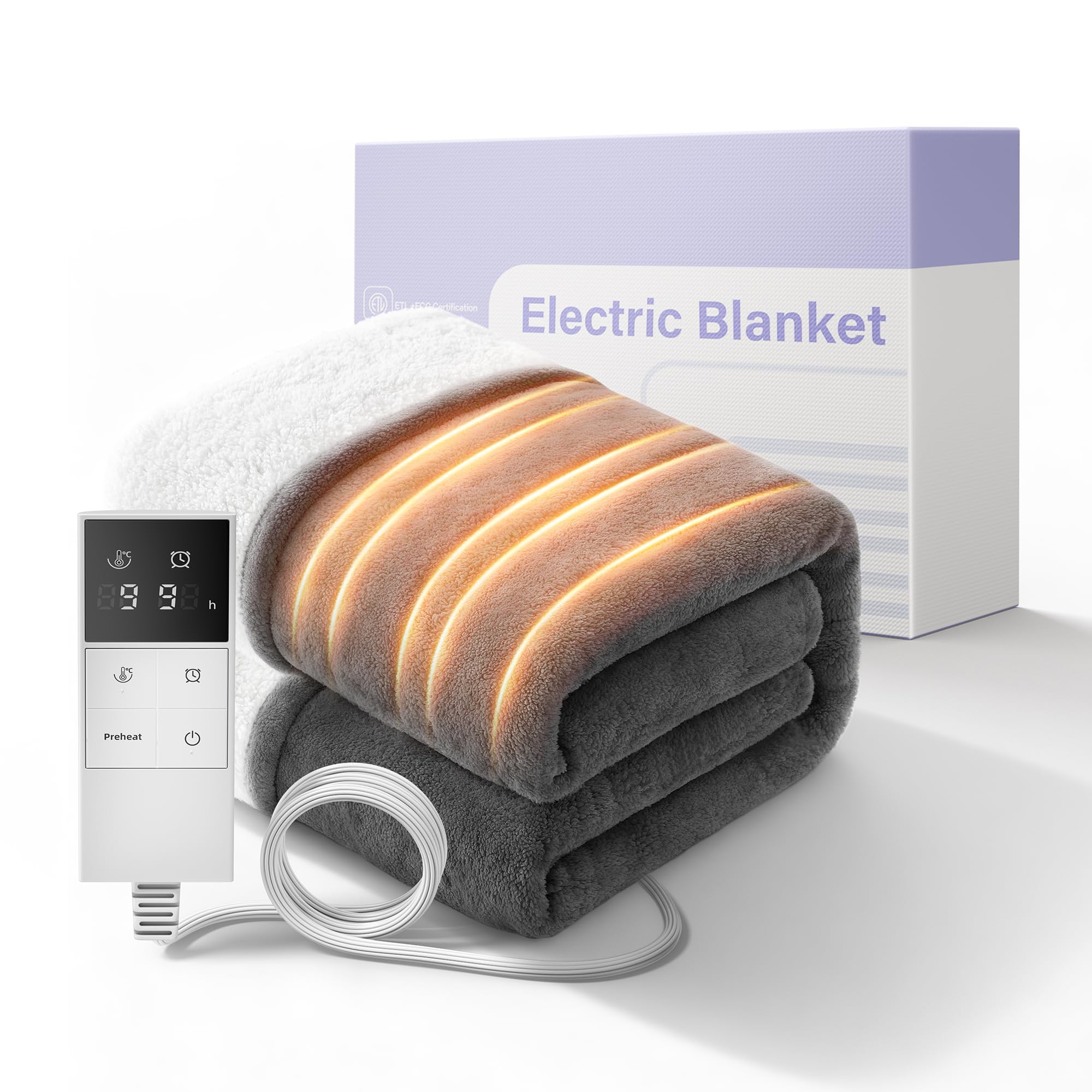 Heated Blanket to Share the Warmth, Your All-Night Safe Electric Throw 160x120cm for Sofa,...