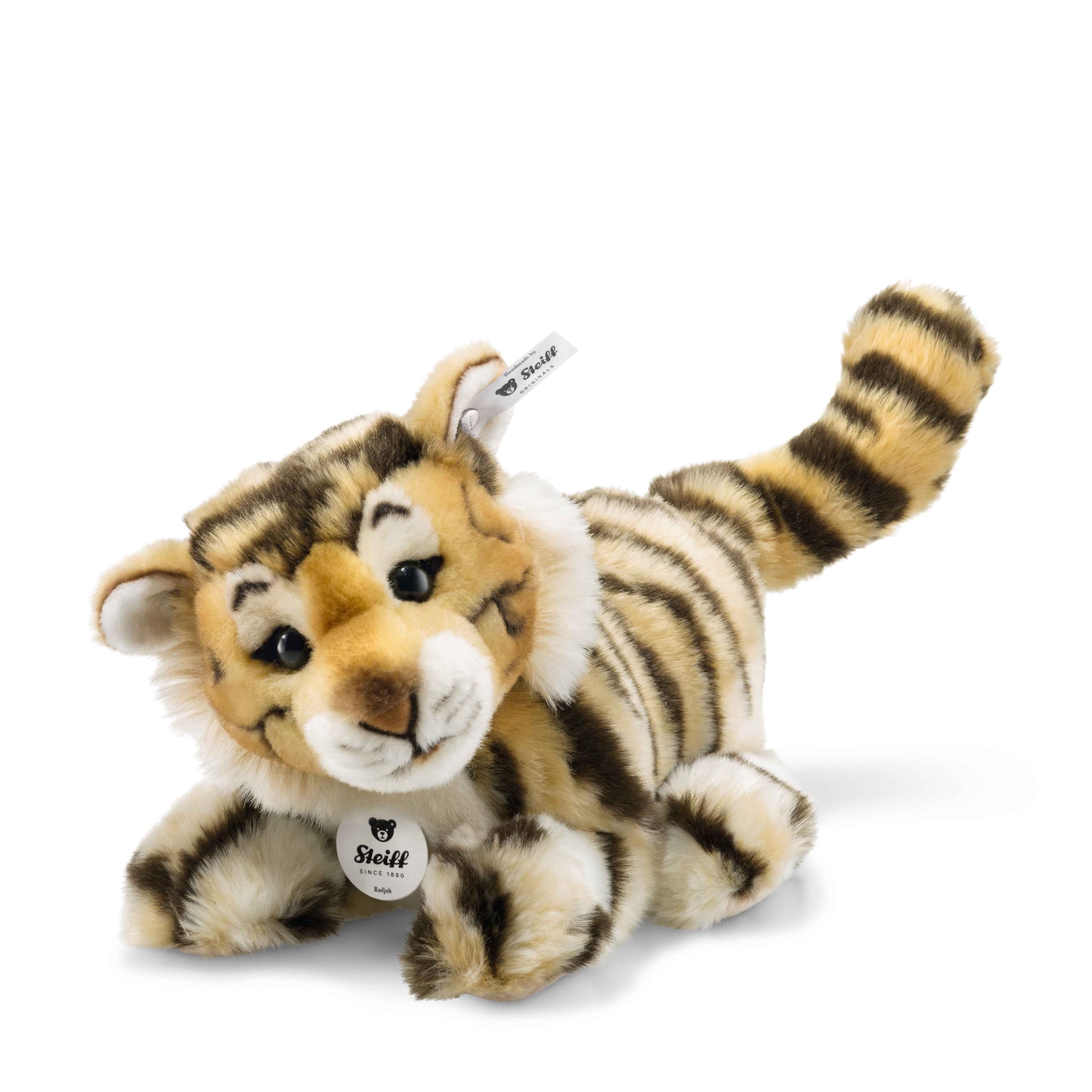Steiff Kuscheltier Radjah Baby Schlenker-Tiger, Süßes Stofftier mit Kunststoffaugen, Kinder, Jungen & Mädchen, Plüschtier 28 cm, Gelb, 066269