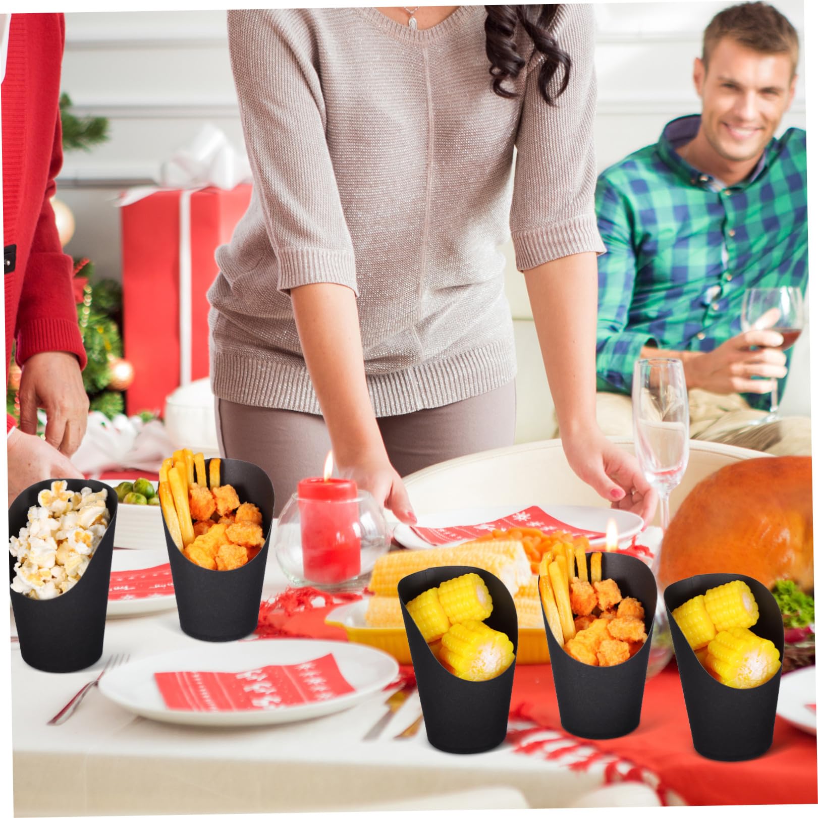 Contenitori Snack in Carta Nera 14oz, 100 Pezzi per Eventi
