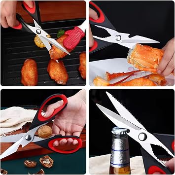 Professional Kitchen Scissors Heavy Duty - 3-Pack Multi-Purpose Kitchen Shears for Meat, Poultry, Food - Stainless Steel Cooking Scissors - Dishwasher Safe Culinary Shears
