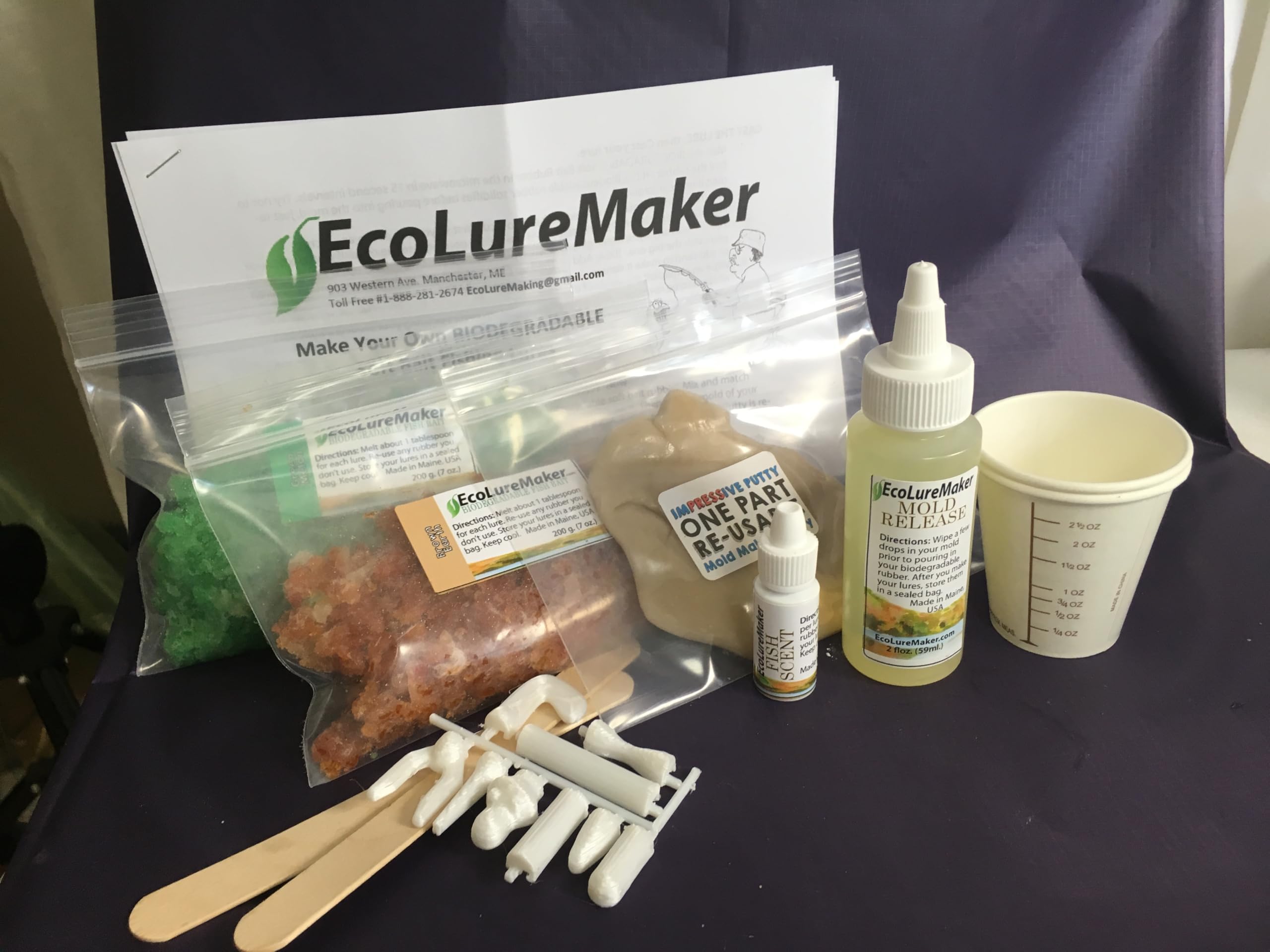 EcoLureMaker Köder-Set für Weichköder, komplett: 40 Stück, Fishing Lure Set