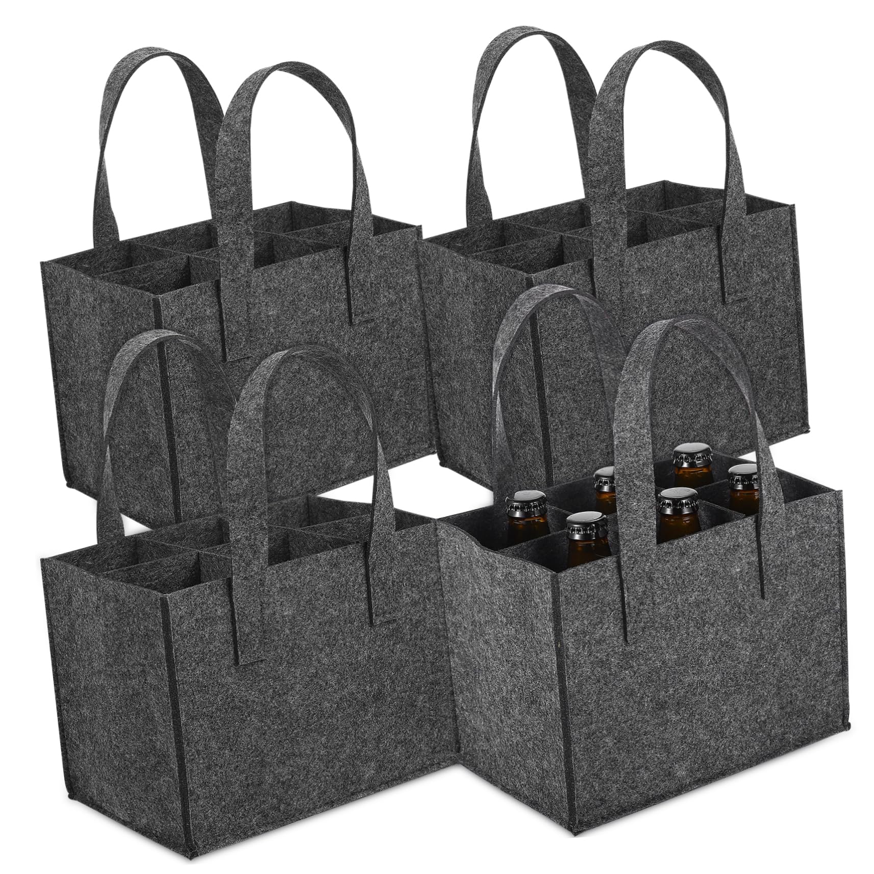 SEWACC Porte-Bouteilles 4 Pièces, Paquet à Main en Feutre pour 6 Bouteilles