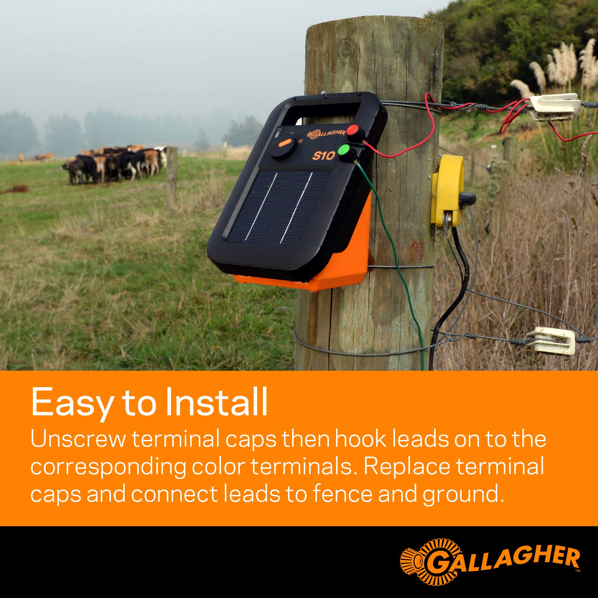 Gallagher S10 Leadset | Set di cavi di uscita Energizer | Accessorio per recinzione elettrica con clip a coccodrillo rosse e verdi | Collegamento a energizzatori, alimentatori e sistemi di messa a