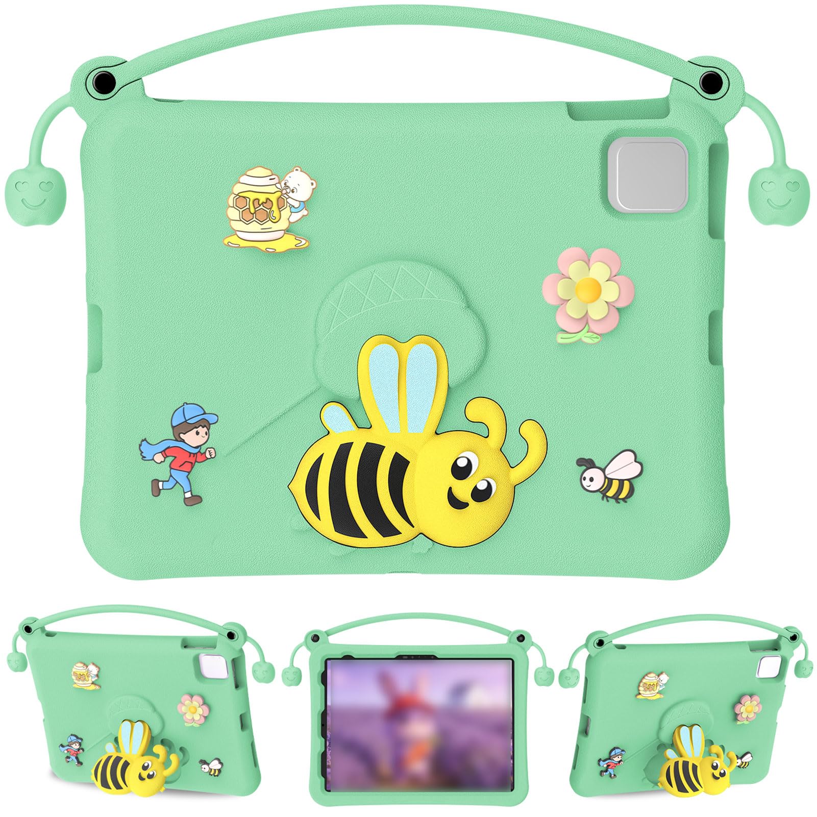 Wakects Custodia Protettiva in EVA per Tablet Custodia Protettiva Antiurto con Supporto 32 X 22,2 X 3,3 Cm Cover Lavabile per Bambini Studenti Adatta per Pro 11 Air 4 5 6 7 10° 11° (Ciano chiaro)