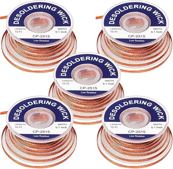 Lesnow Solder Wicks braid，Solder Sucker，10ft Length 5 Pieces NoClean