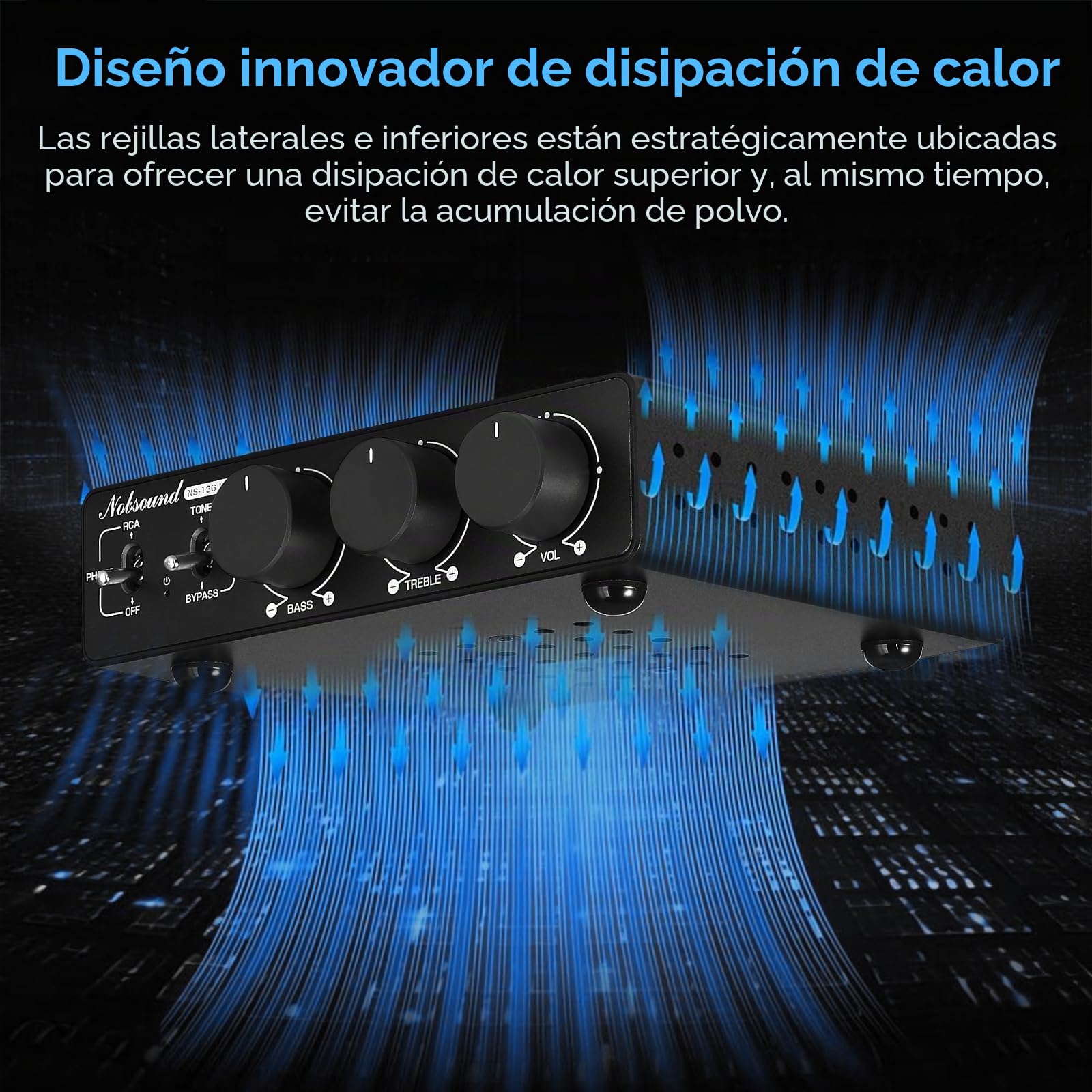 Nobsound HiFi Mini 2 canales estéreo Amplificador Clase D con Phono 600W (NS-13G Max)