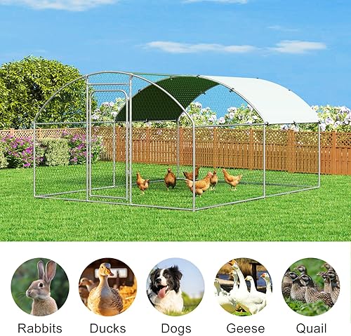 Miniatura 8 de Jaula grande de metal para gallinero con cubierta impermeable y resistente a los rayos UV, gallinero al aire libre para uso en granja en el patio