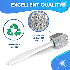 DISIWENE Pumice Cleaning Stone with Handle Toilet Bowl Cleaner Hard Water Ring Remover for Bath/Pool/Kitchen/Household Cleaning (5, 5 Pack with Twist-Off Handle)