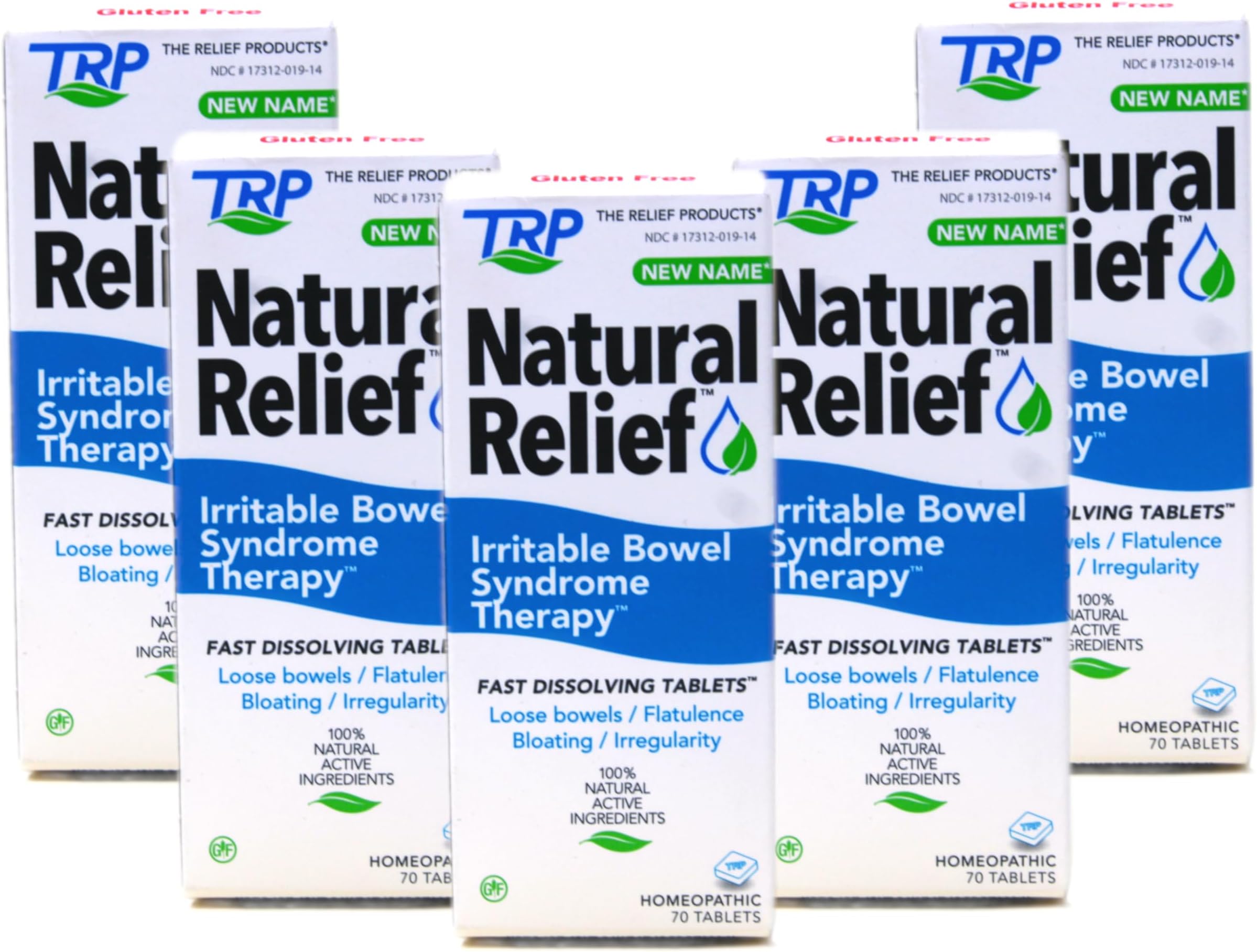 TRP Irritable Bowel Syndrome Therapy Fast Dissolving Tablets, 70 Count per Bottle (Pack of 5)