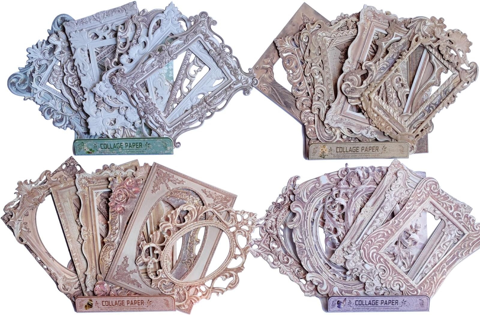 40Sheets Scrapbook Supplies Vintage Hollow Lace Paper Photo Album Frame Small Thin Decorative Cutouts Window Frames for Scrapbooking Junk Journal Crafts