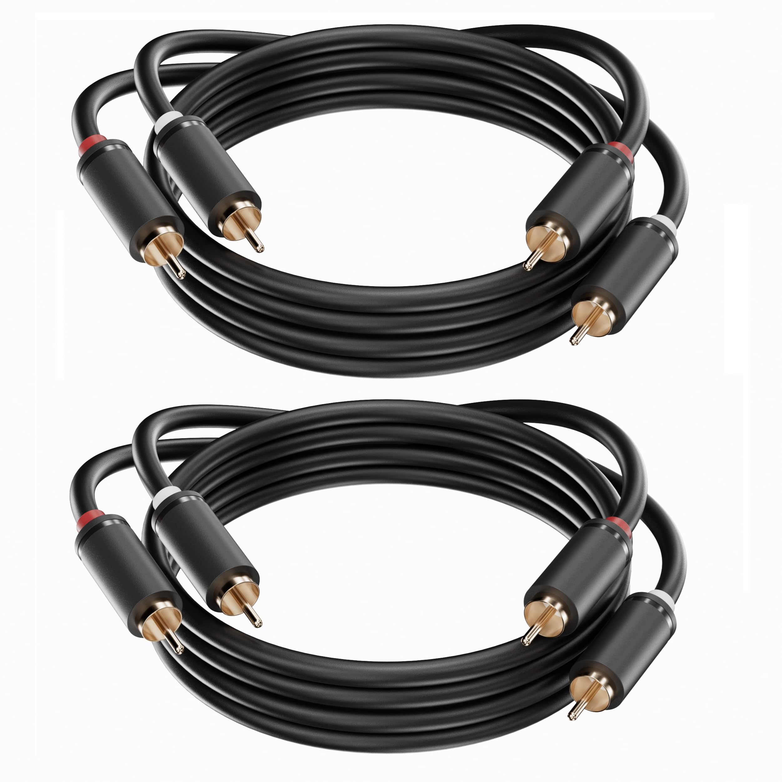 Jasoz Zestaw 2 kabli RCA 1,5 m, 2 RCA męski na 2 RCA męski do kina domowego, HDTV, konsoli do gier, systemów Hi-Fi
