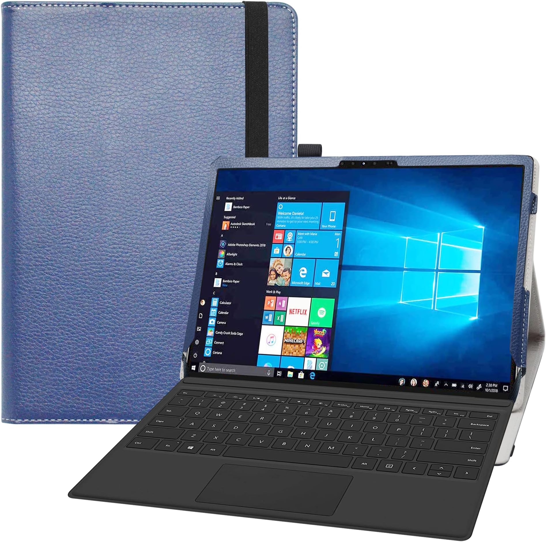 for Latitude 7320 Detachable Case,PU Leather Folio 2-Folding Stand Cover for 13" Dell Latitude 7000 7320 Detachable 13 2-in-1 (2021) Tablet (Not fit Other Dell Laptop),Dark Blue