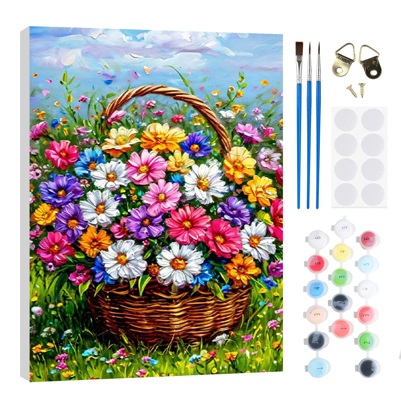 RICUVED Flower Basket Paint by Numbers Kit with Frame for Adults 20x30cm — image 1
