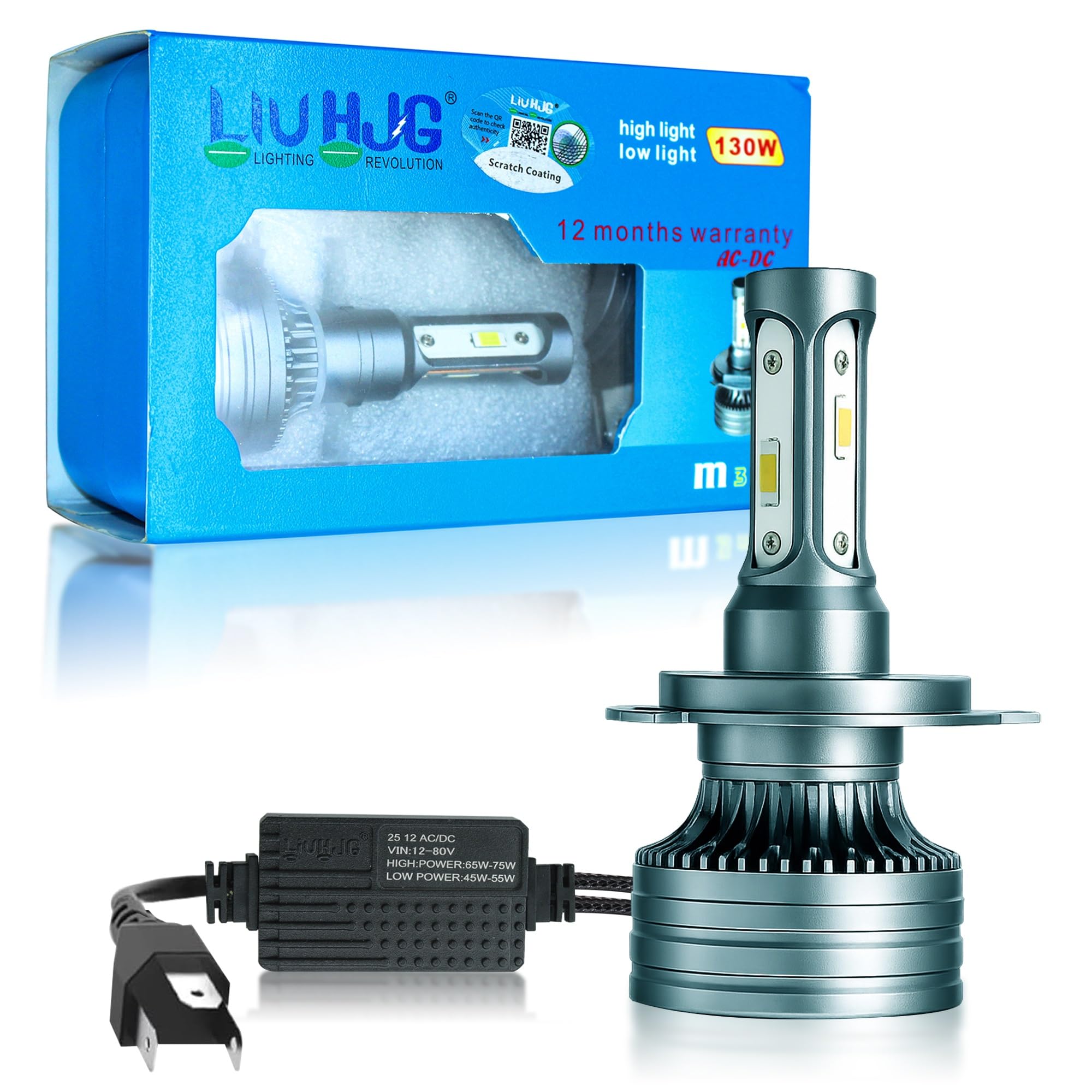 OTO2EYE 130W H4 LED Headlight Bulb for Bike, Scooty & Car, 13000LM Cool White LED High & Low Beam |12V–80V | Cooling Fan | Powered by LIU HJG | Pack of 1 | 1-Year Warranty (HJG M3 mini, 130W)-image-35