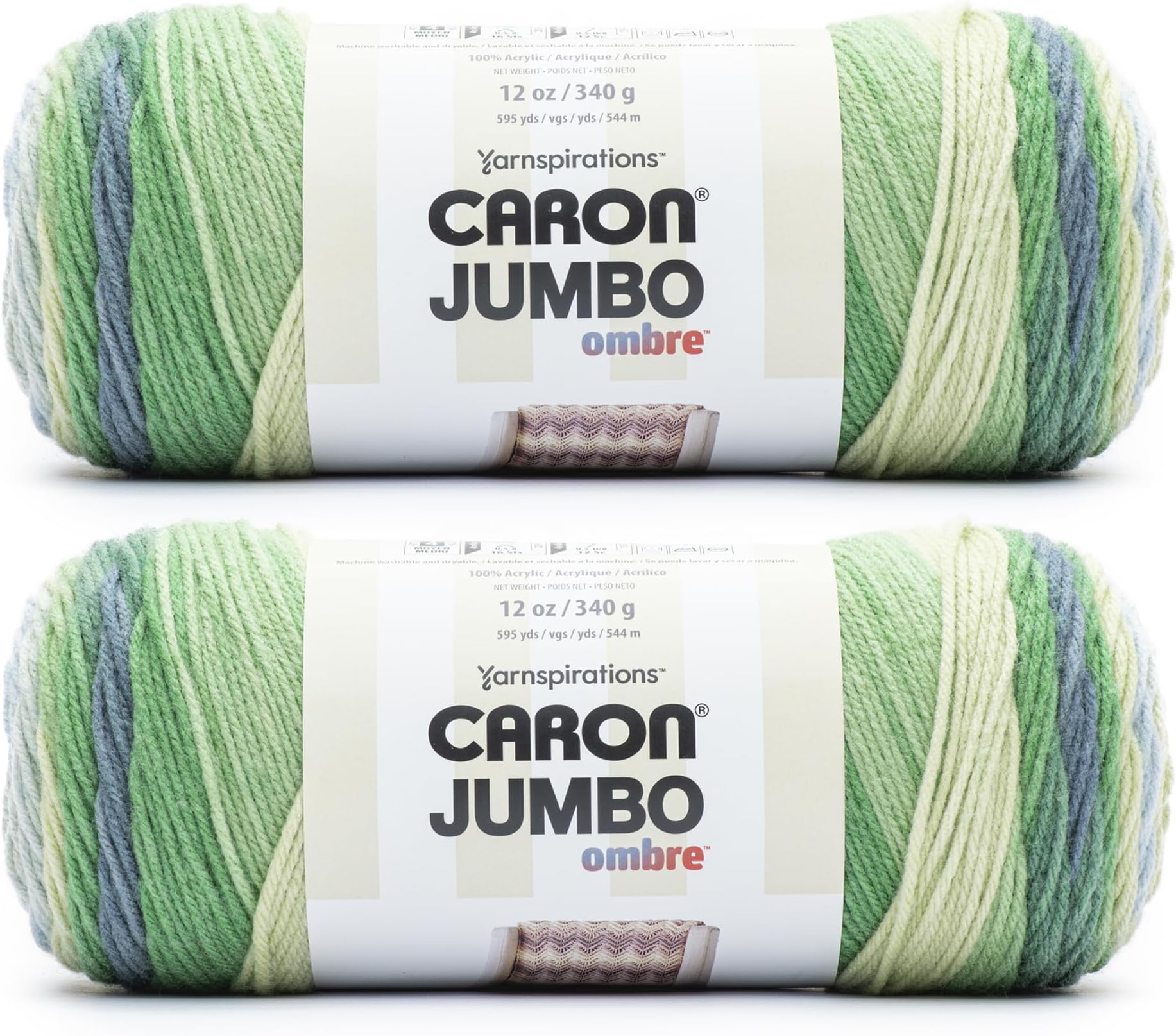 Jumbo Ombre Yarn, 2 Pack, Lake Mist
