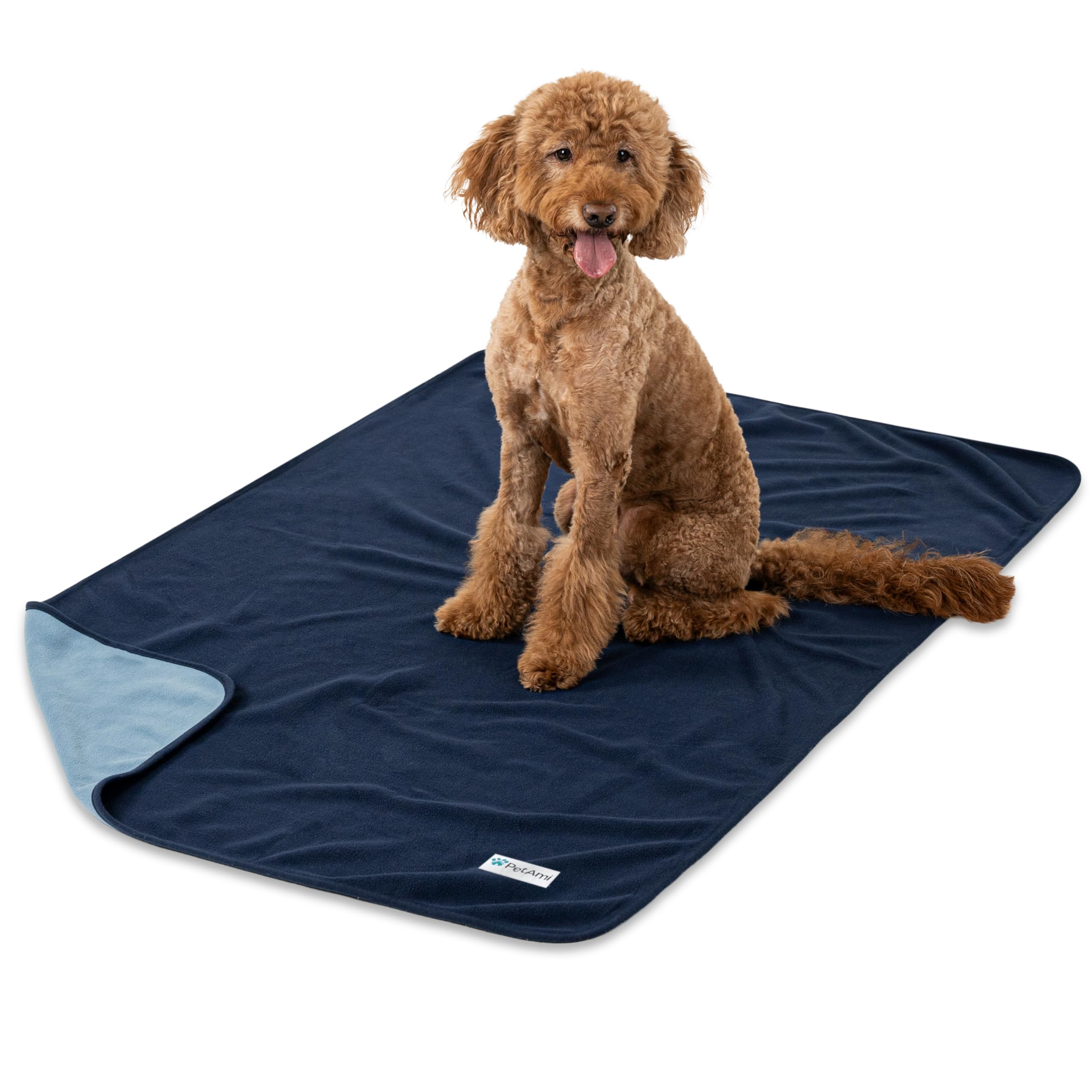 PetAmi Waterproof Dog Blanket for Couch, Pee Proof Reversible Cat Blanket for Sofa Bed Furniture Protector, Soft Fleece Washable Pet Throw for Dogs Cats Puppies Kittens, 40x60 Navy Blue