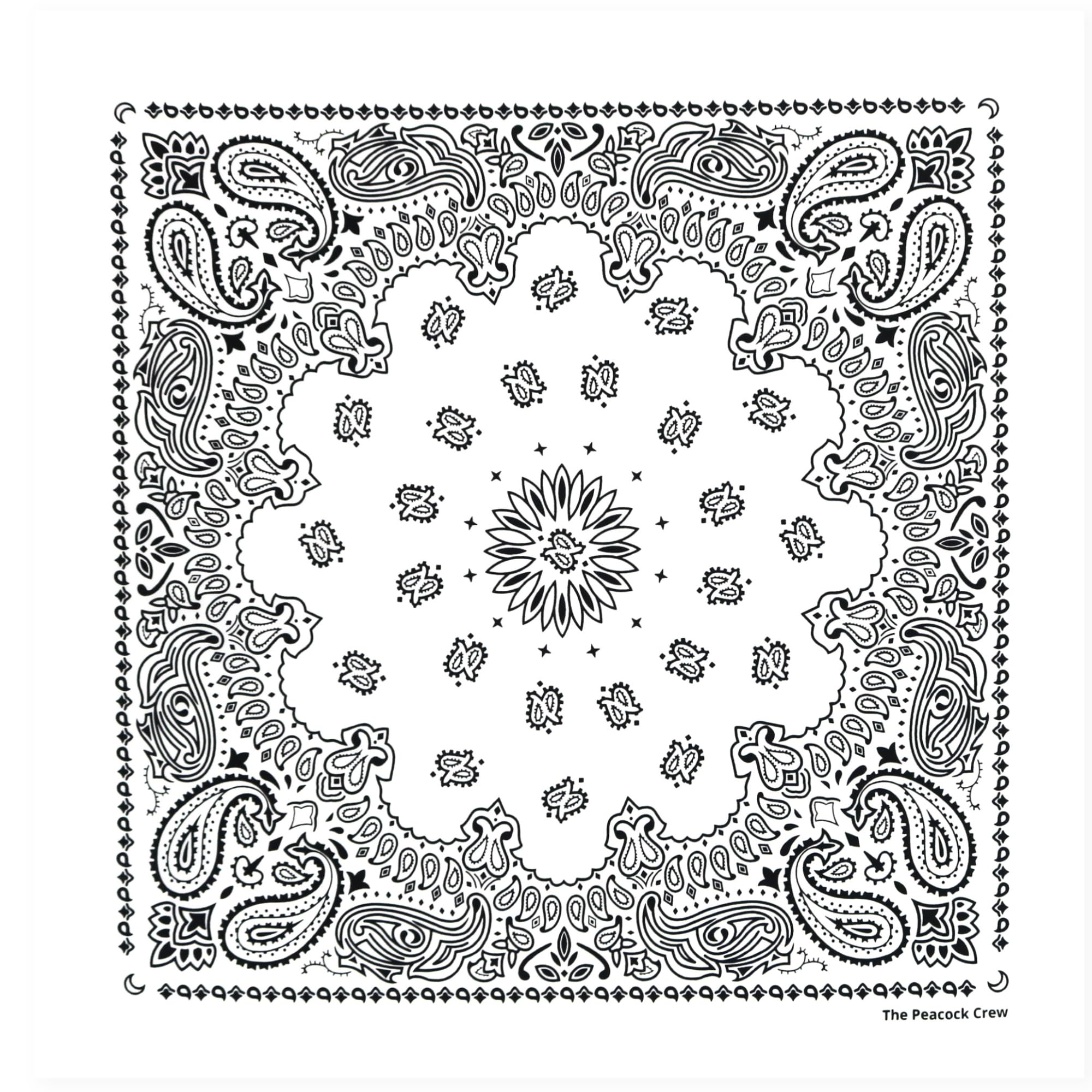 The Peacock Crew Premium Soft Cotton Designer Bandana for Men and Women 22x22 in