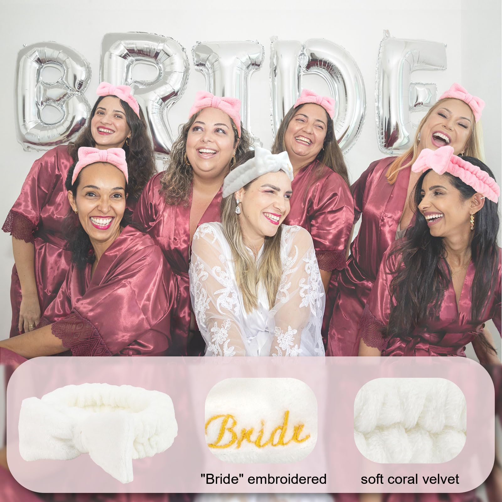 12pcs Bridal Spa Headbands Eye Masks Set Bachelorette Bridesmaid Gifts Personalized Name Spa Gift Set - Satin Scrunchie Hairband  main image 4