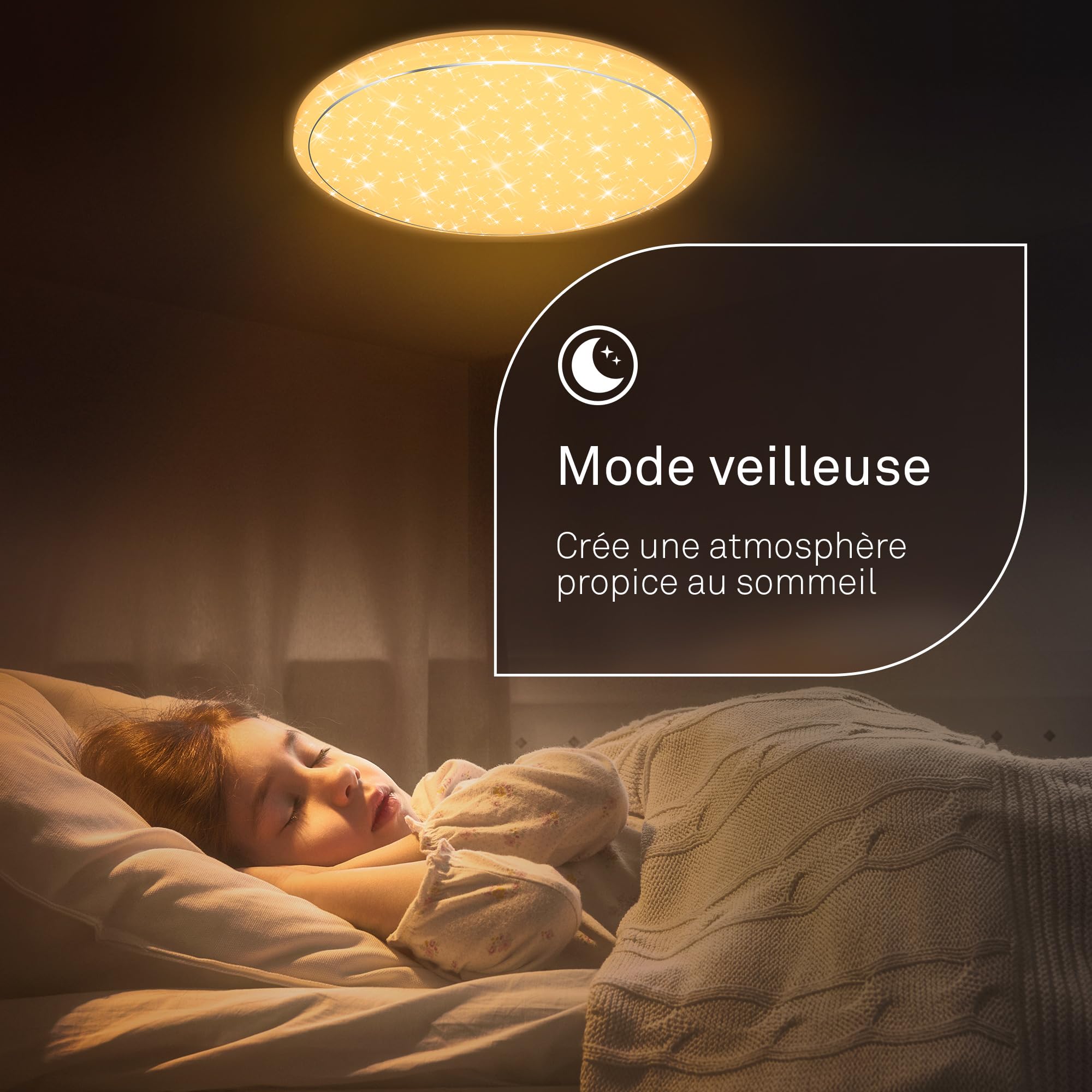 BRILONER - Plafonnier LED avec télécommande, CEE A source lumineuse, dimmable, veilleuse, blanc chaud à blanc froid, lustre, lustre salon, chambre, luminaire plafonnier, 48 x 8 cm, blanc
