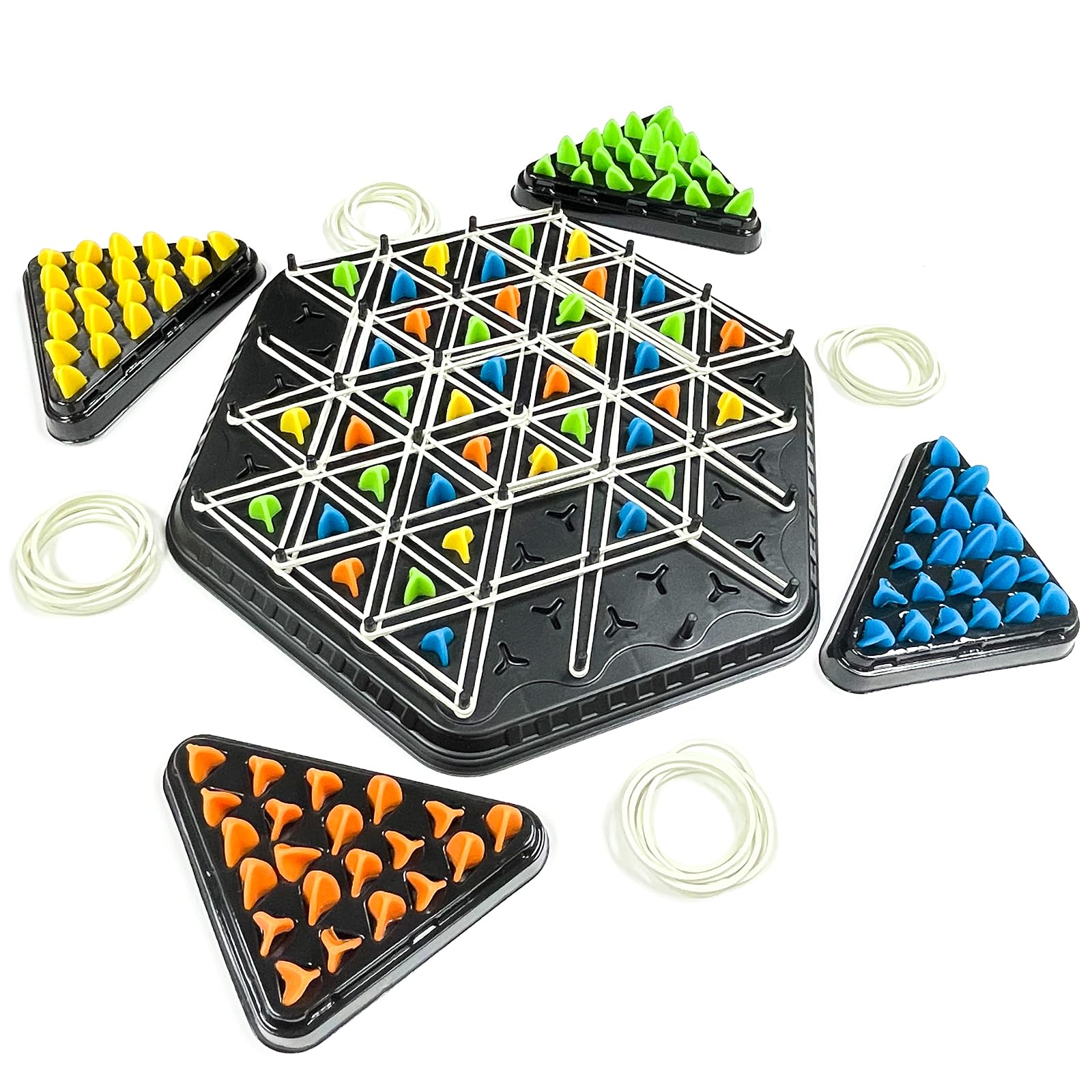 Xiujuers Gioco a Triangolo a Catena, Chain Triangle Chess Game, Gioco Con Elastici e Triangoli, Gioco Del Triangolo a Catena, Gioco da Tavolo a Scacchi Triangolari, Adatto per Adulti e Bambini